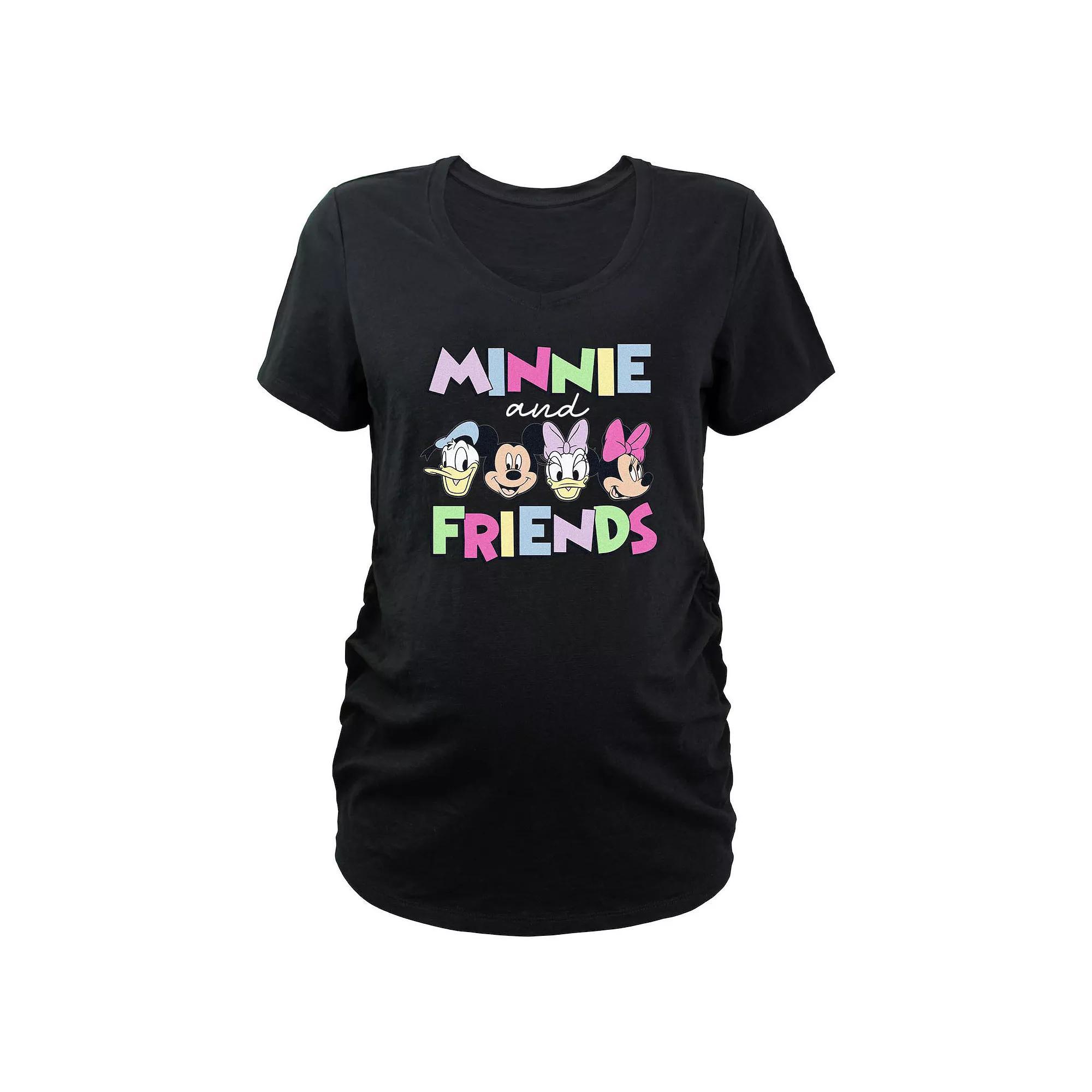 Maternity Minnie Mouse And Friends V-Neck Graphic Tee, Women's, Size: Large-Mat, Black Product Image