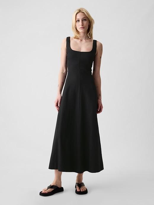 Linen-Blend Midi Dress Product Image