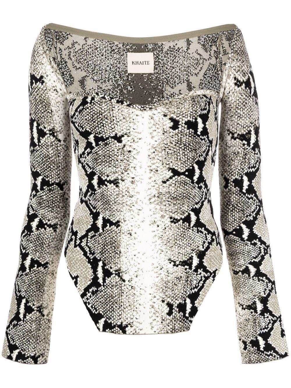 KHAITE Maddy Snake-print Top In Grey Product Image