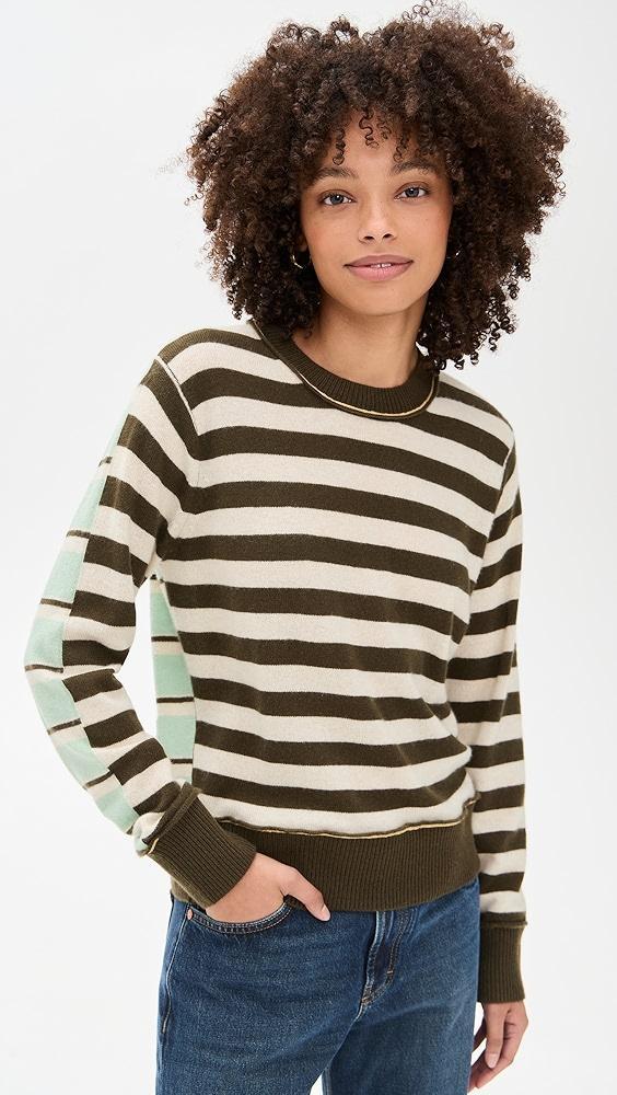 White + Warren Cashmere Mixed Stripe Crew Sweater | Shopbop Product Image