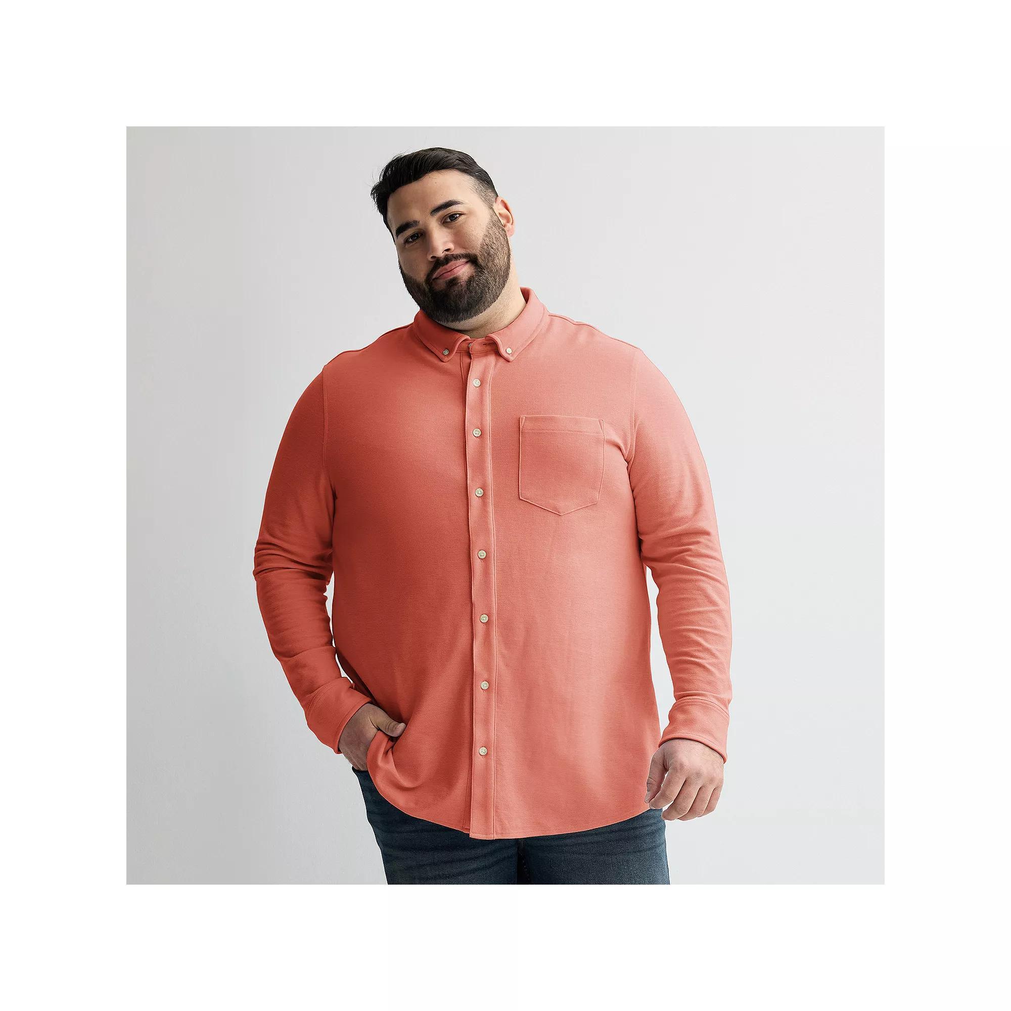 Big & Tall Sonoma Goods For Life® Everyday Long Sleeve Knit Button-Down Shirt, Men's, Size: 4XB, Pink Product Image