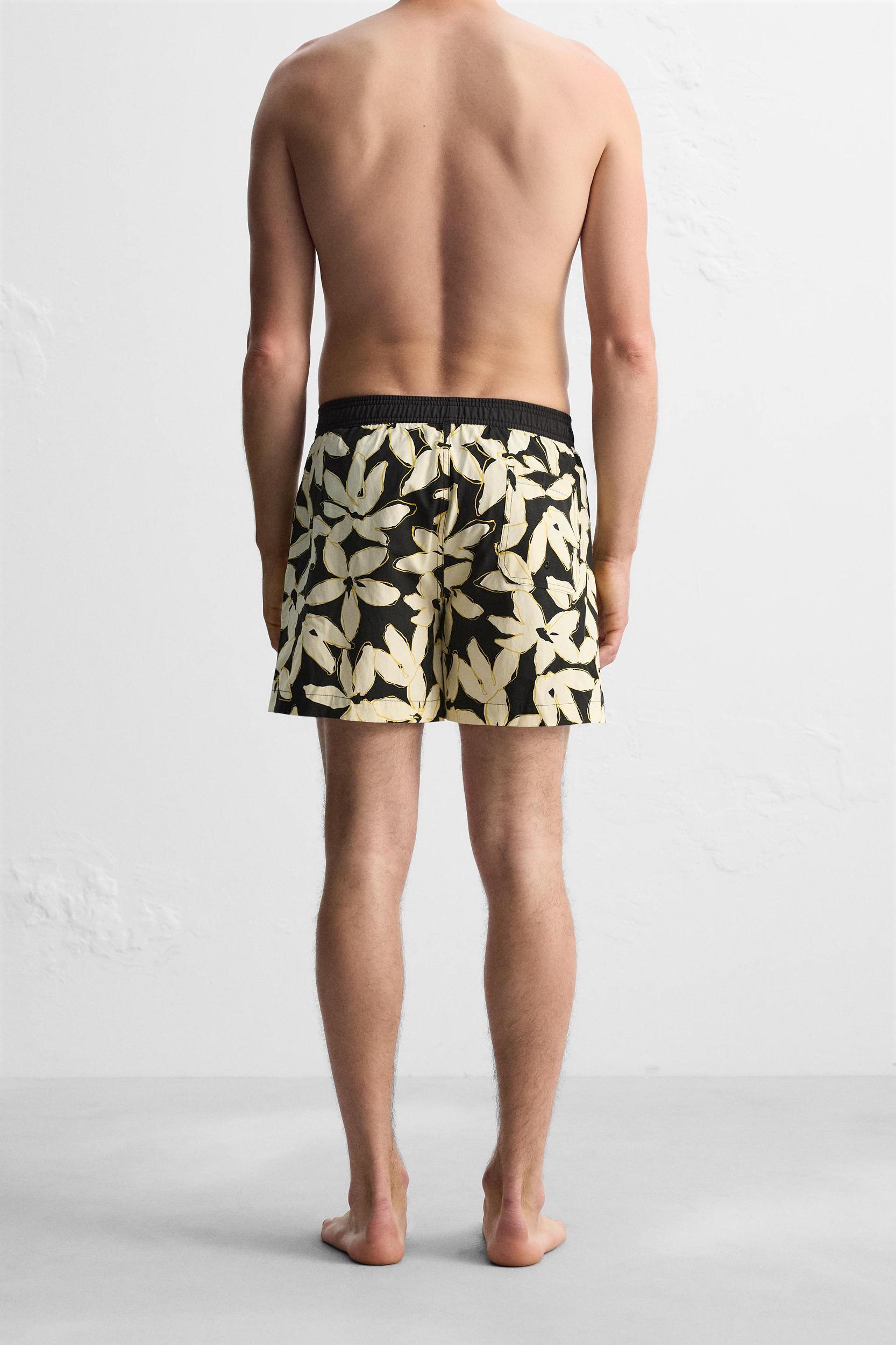 FLORAL PRINT LONG SWIMMING TRUNKS Product Image