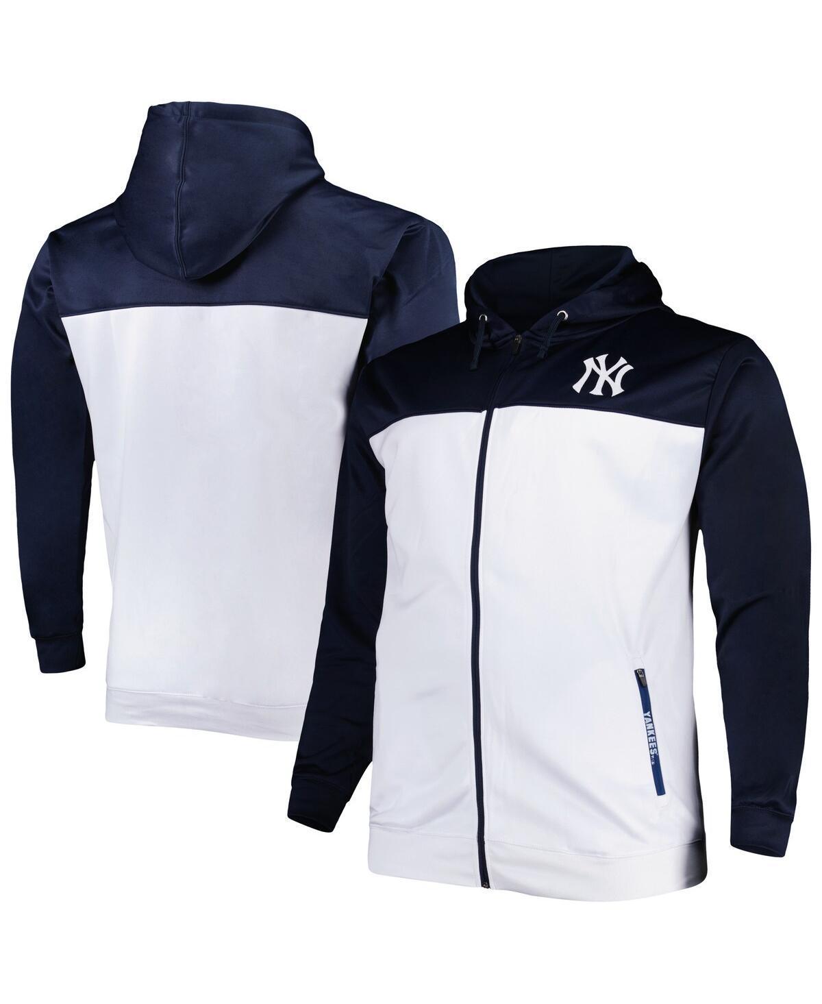 Mens /White New York Yankees Big & Tall Yoke Full-Zip Hoodie Blue Product Image