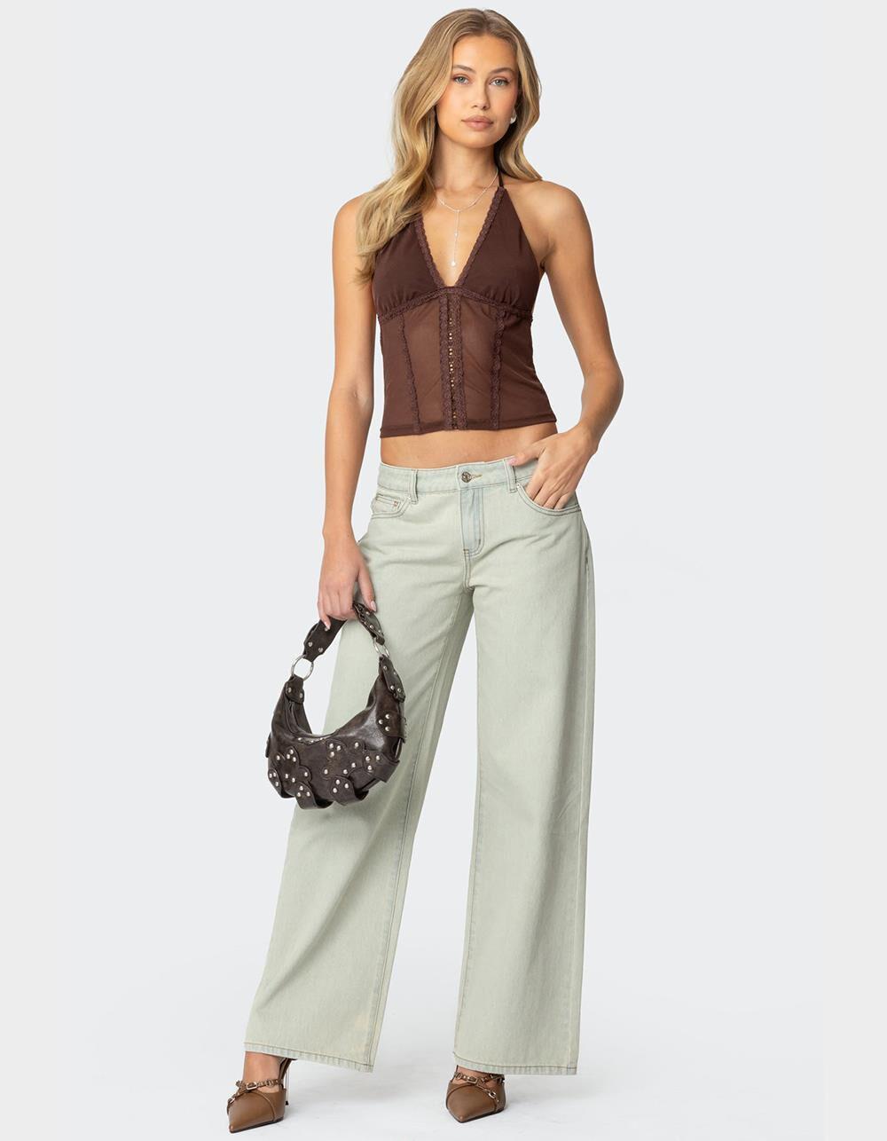 EDIKTED Lucie Lacey Mesh Halter Top Product Image