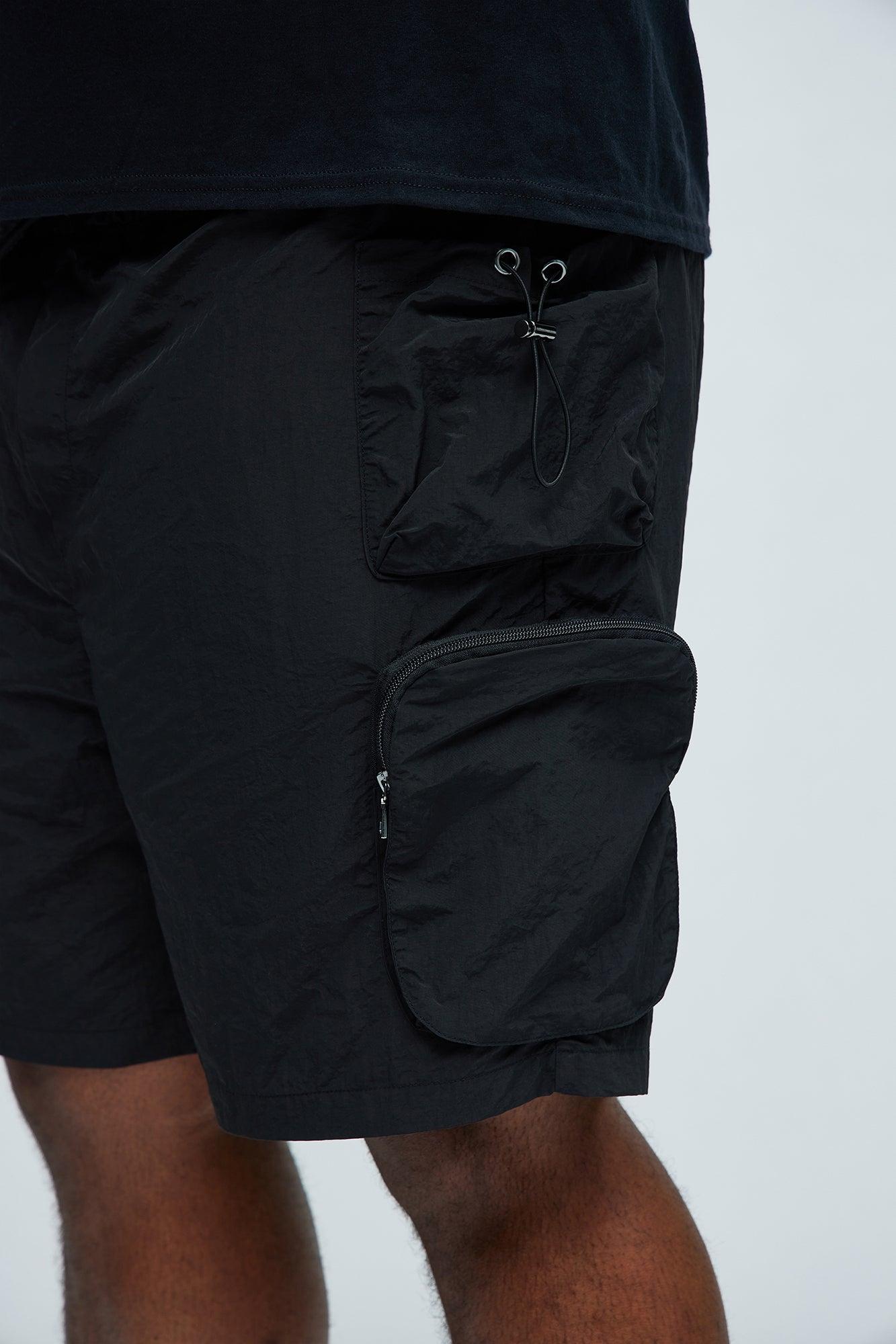 All This And That Nylon Cargo Shorts - Black Product Image