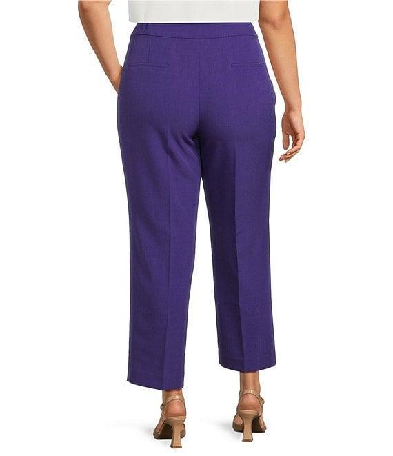 Kasper Plus Size Crepe Fly Front Slim Leg Pants Product Image