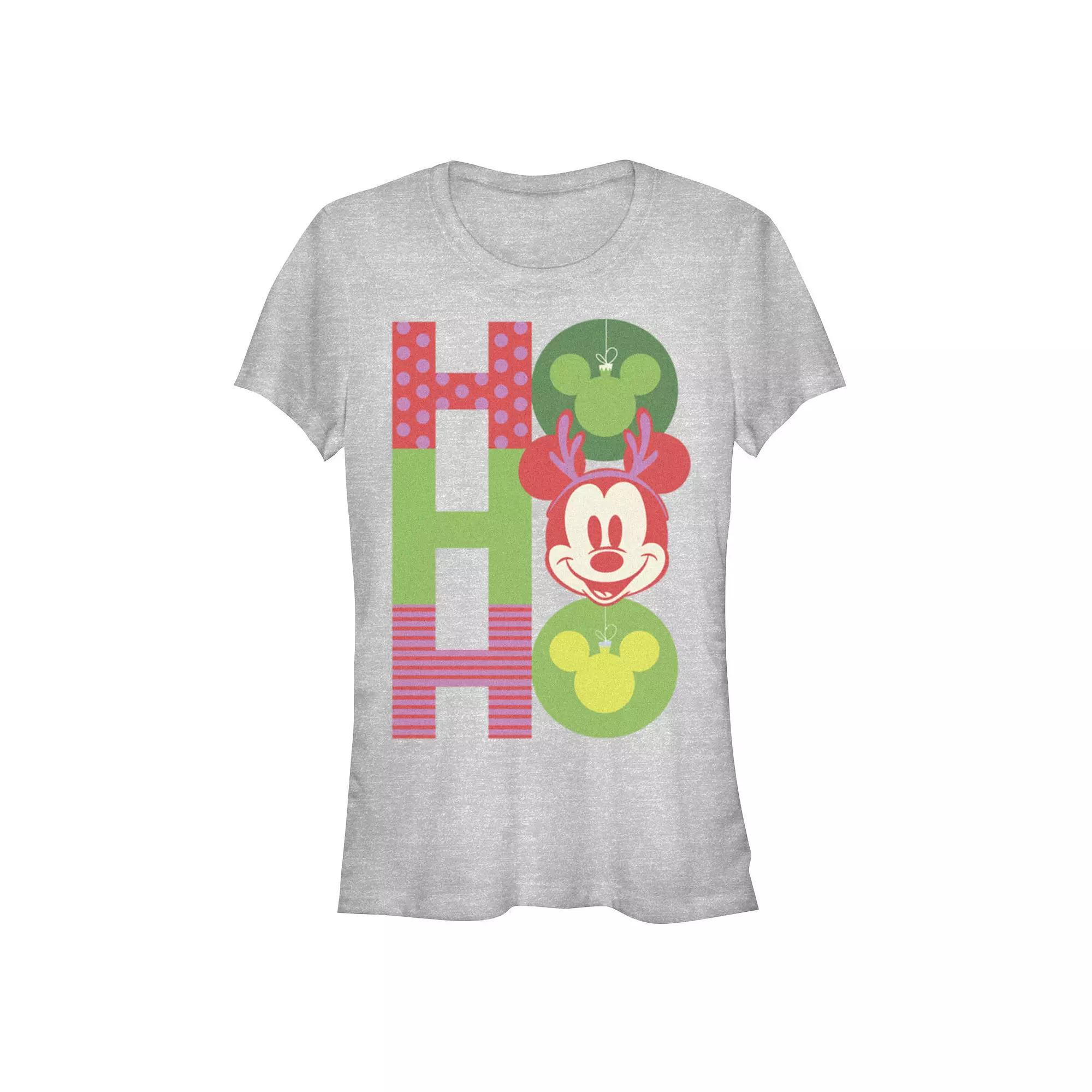 Disney's Mickey Mouse Juniors' Christmas Ornaments Graphic Tee, Women's, Size: Small, Athletic Grey Product Image