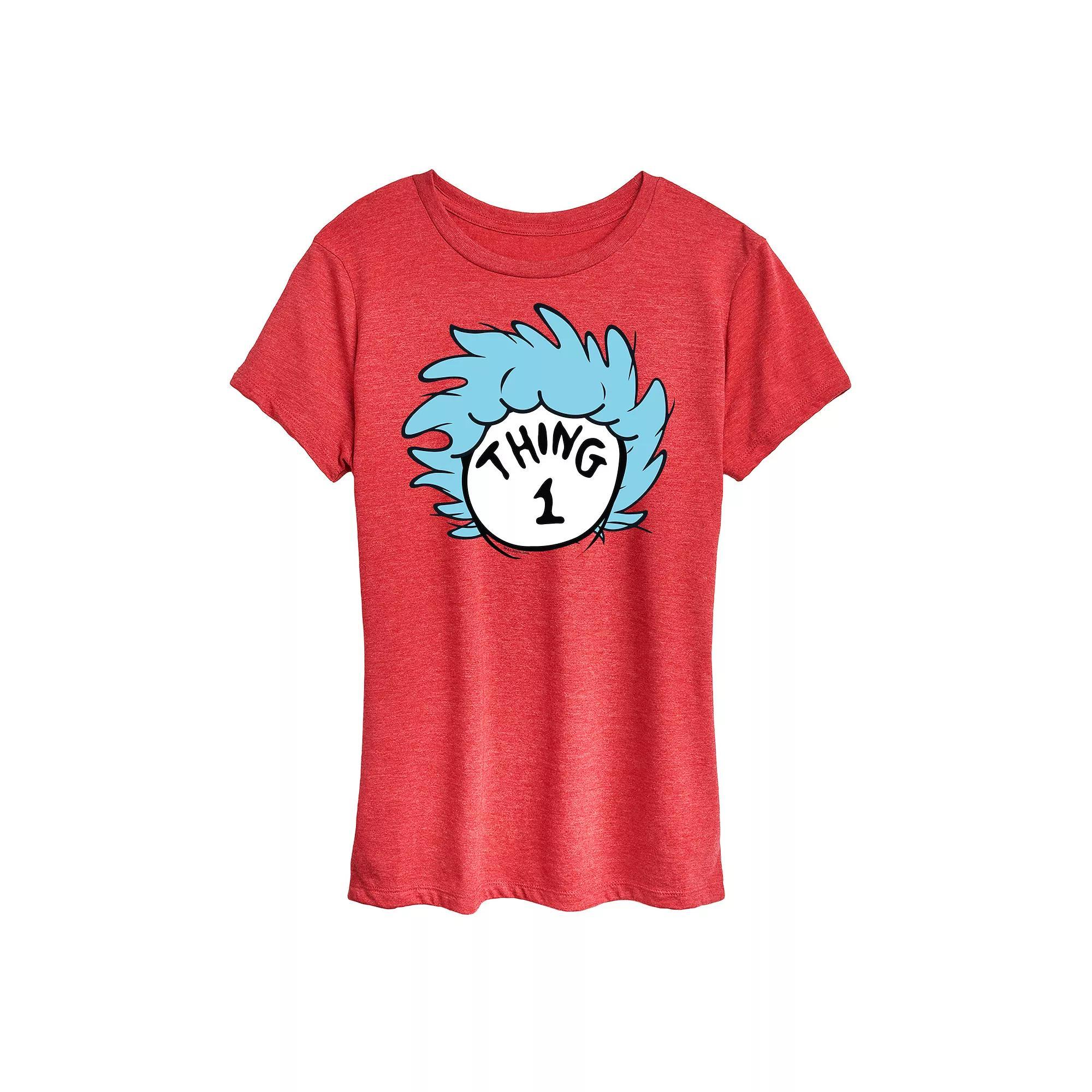 Women's Dr. Seuss Thing 2 Graphic Tee, Size: Medium, Grey Red Product Image