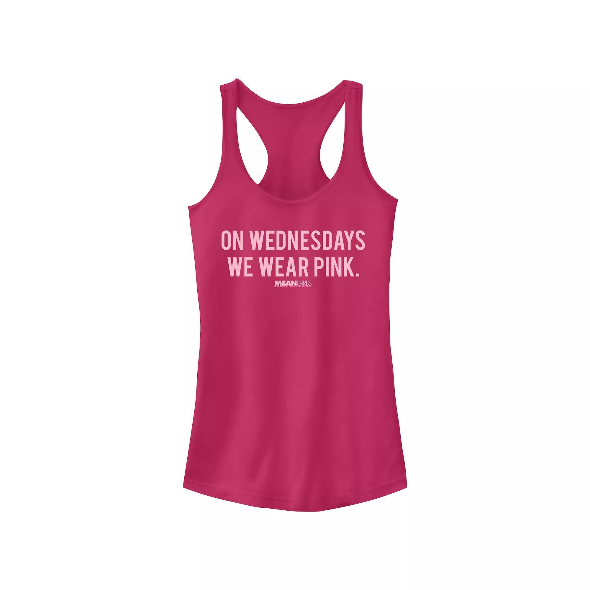 Juniors' Mean Girls On Wednesdays We Wear Pink Graphic Racerback Tank Top, Girl's,  Product Image