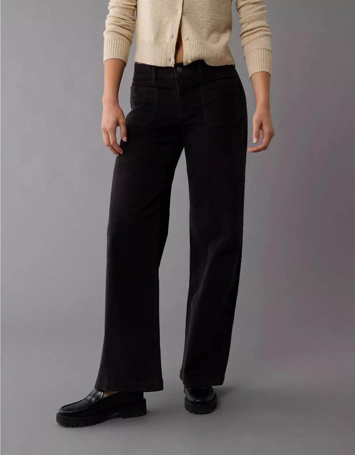 AE Stretch Corduroy Low-Rise Baggy Wide-Leg Pant Product Image