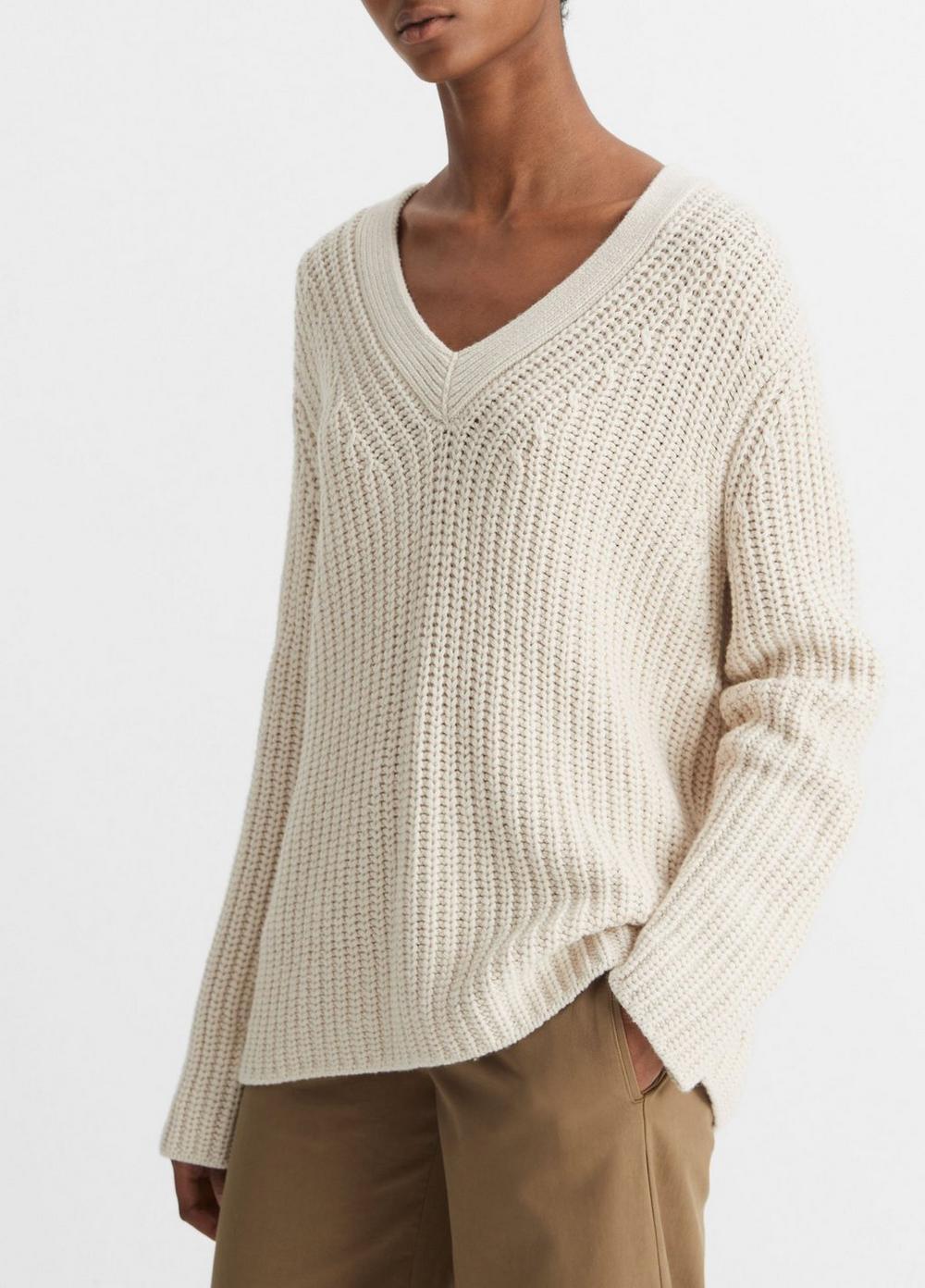 Shaker Stitch V-Neck Sweater Product Image