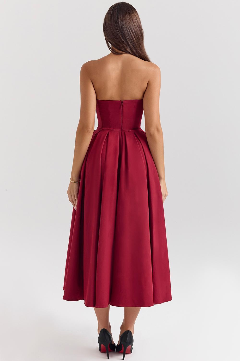 Pandora  berry strapless detachable bow midi dress Product Image