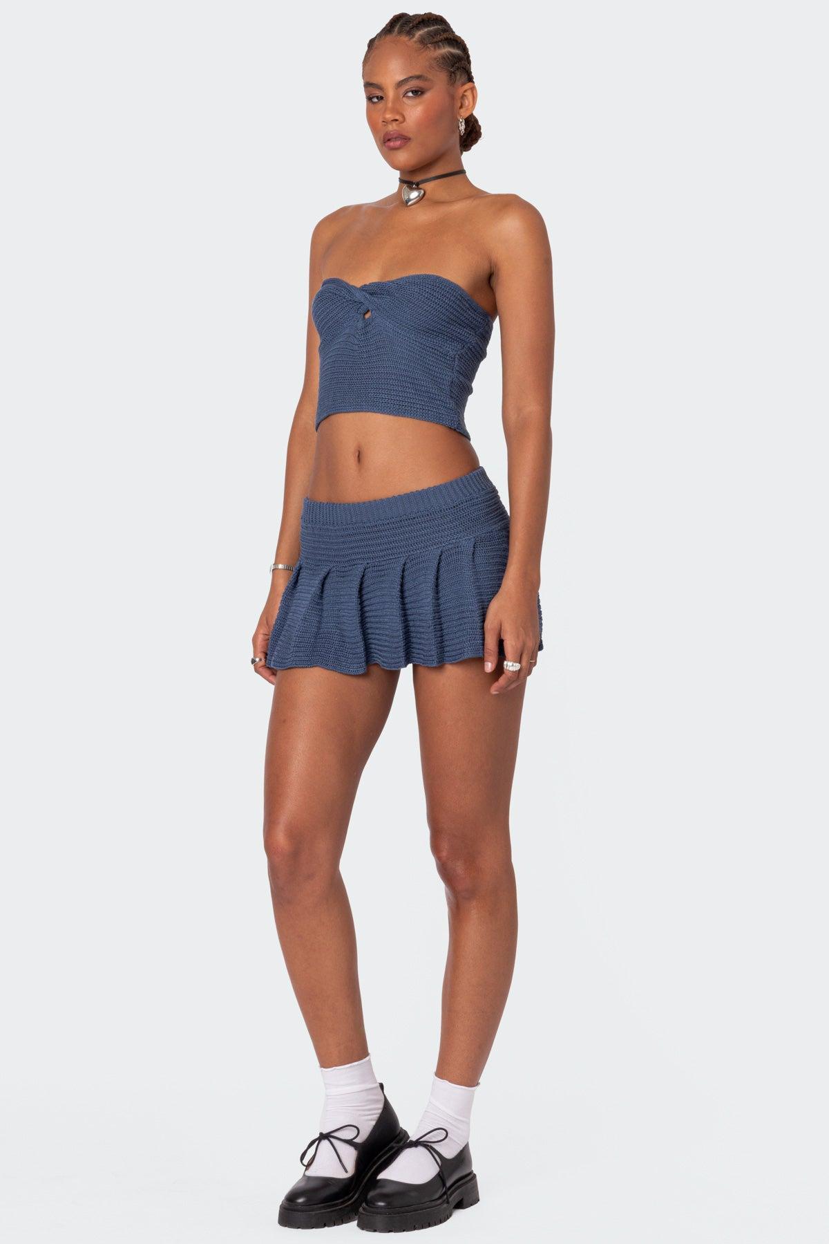 Kiera Pleated Knit Mini Skirt Product Image