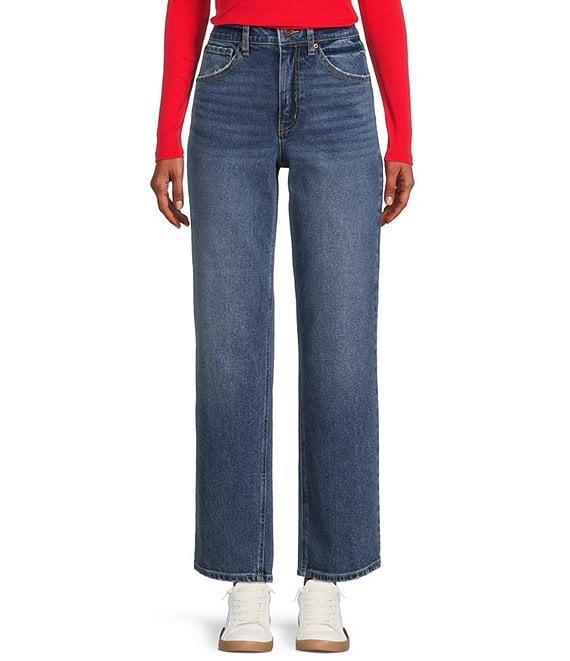 High Rise Ankle Crop Straight Jeans Product Image