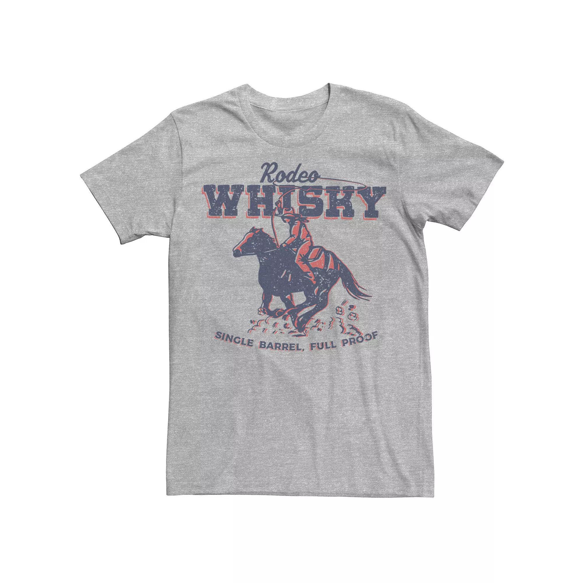 Men's Rodeo Whisky Single Barrel Full Proof Cowboy Graphic Tee, Size: Small, Athletic Grey Product Image