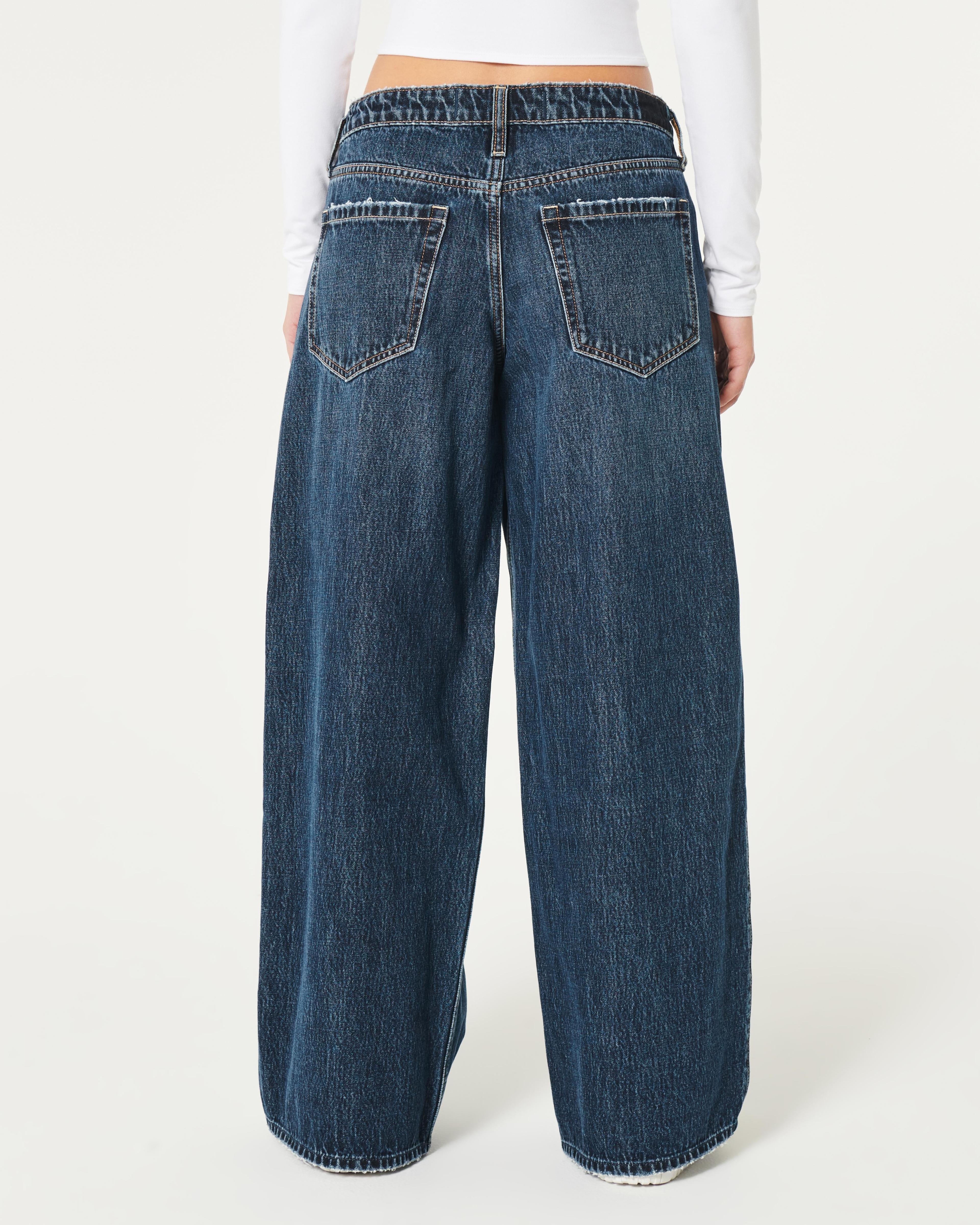 Low-Rise Dark Wash Super Baggy Jeans Product Image