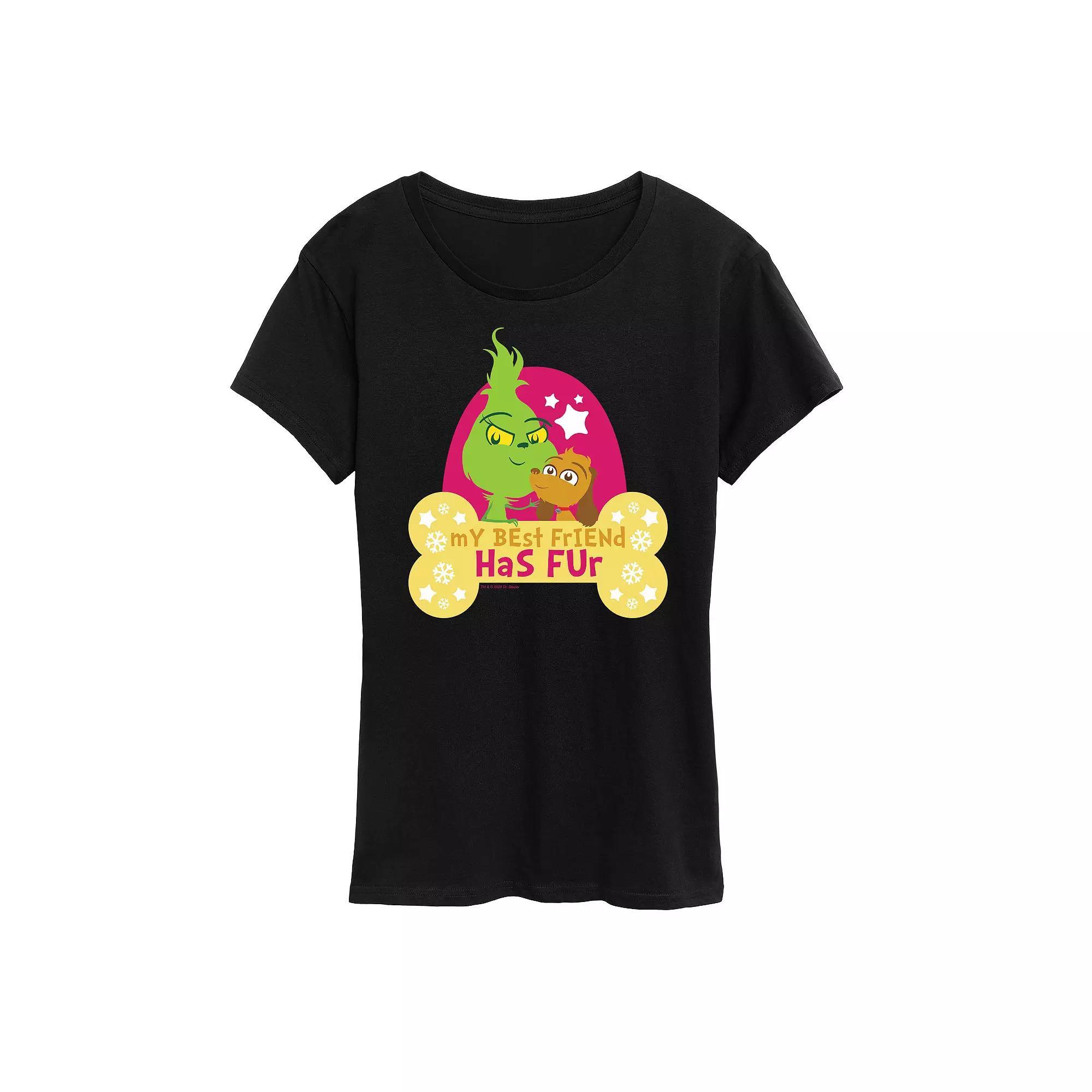 Women's Dr. Seuss Little Grinch Best Friend Has Fur Graphic Tee, Girl's, Size: Large, Black Product Image