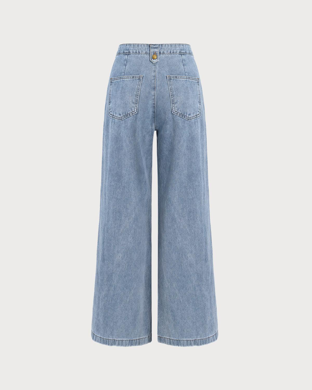 Blue Button Flared Jeans Product Image