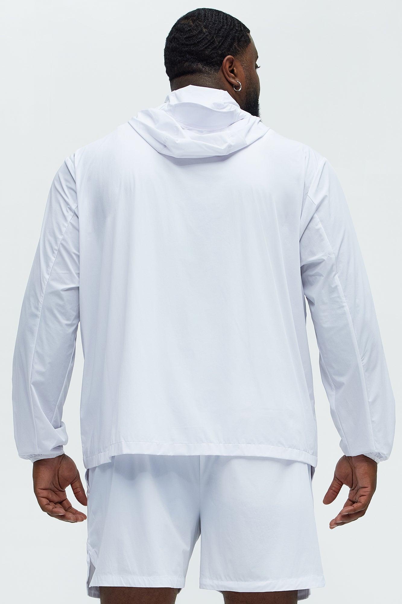 Lightweight Stretch Hooded Running Windbreaker Jacket - White Product Image