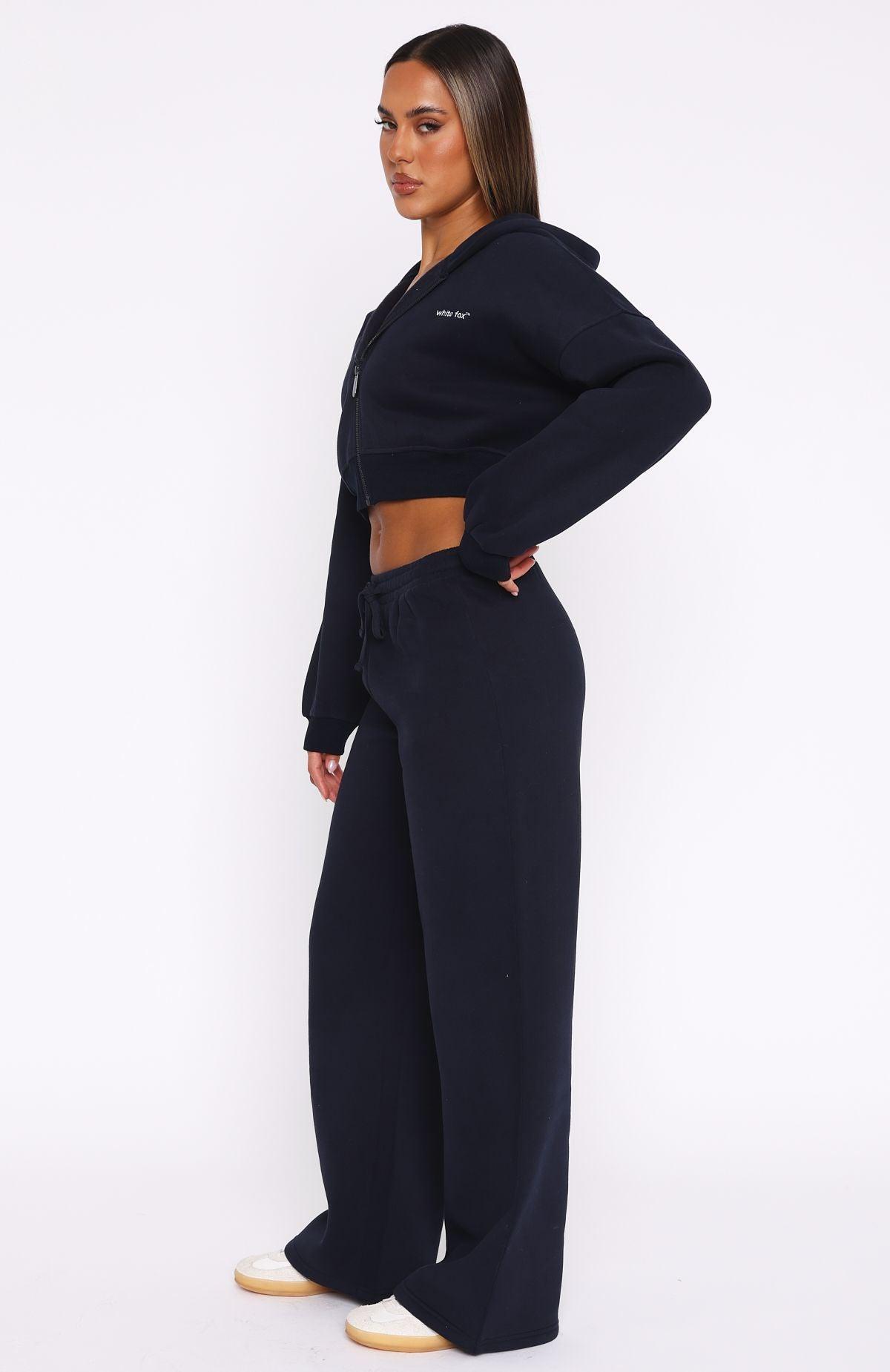 Straight Forward Wide Leg Sweatpants Navy Product Image