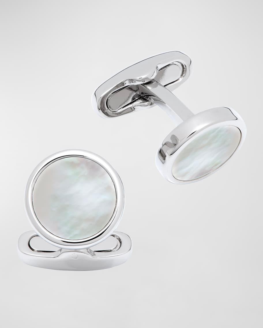 Mens Round Mother-Of-Pearl Cufflinks Product Image