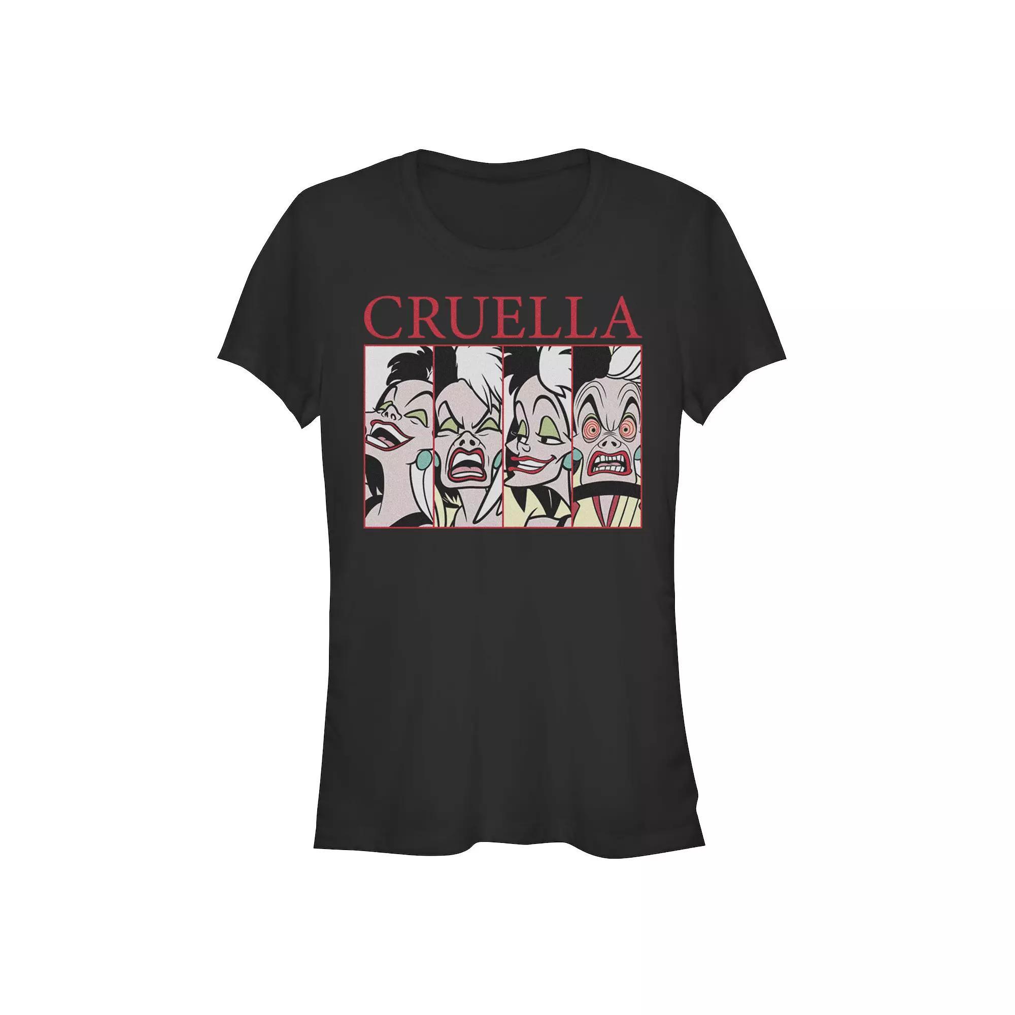 Disney Villains 101 Dalmatians Cruella De Vil Expressions Juniors' Fitted Graphic Tee, Girl's,  Product Image