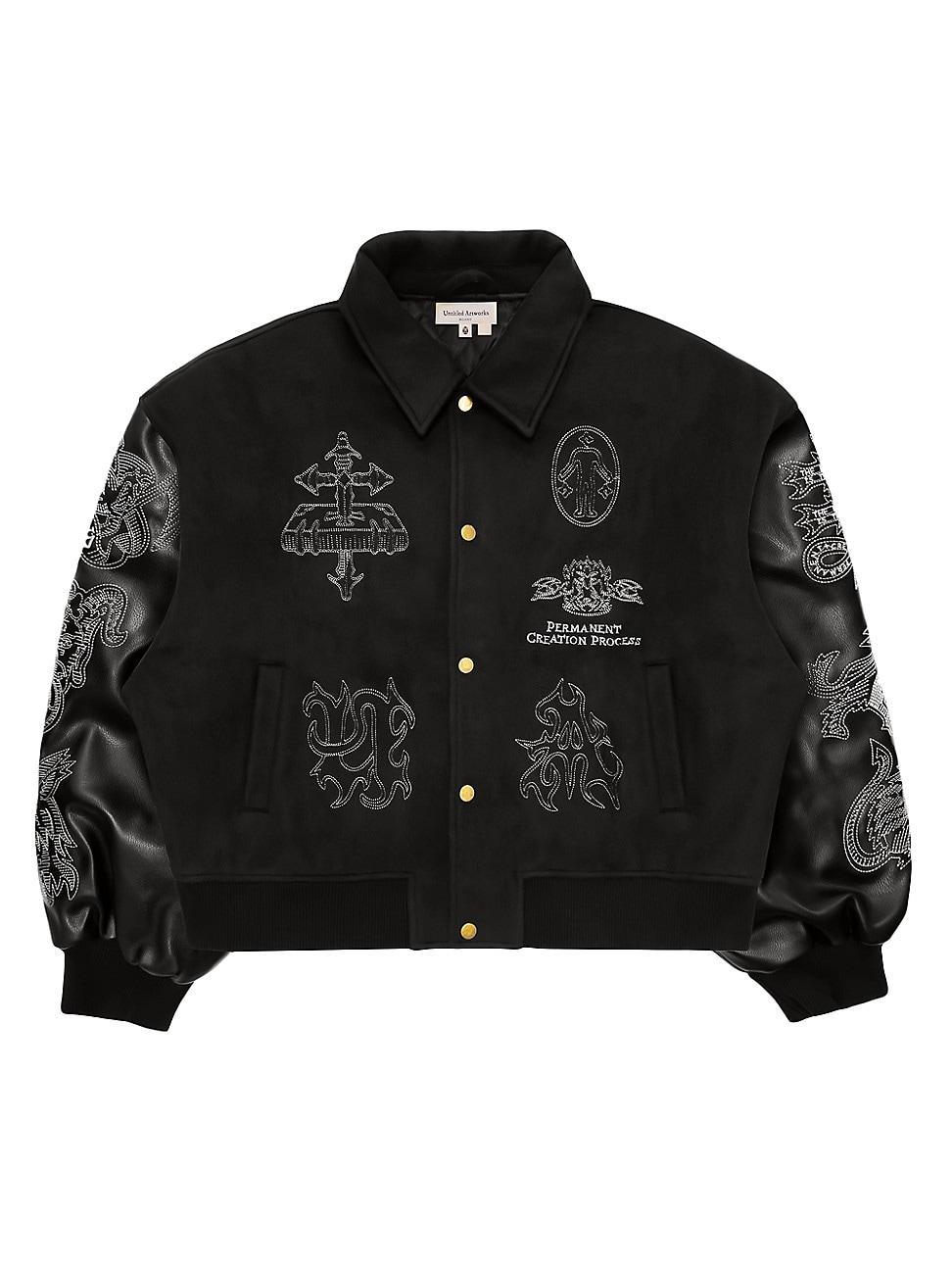 Mens The Beginning Is The End Angel Of Death Varsity Bomber Jacket Product Image