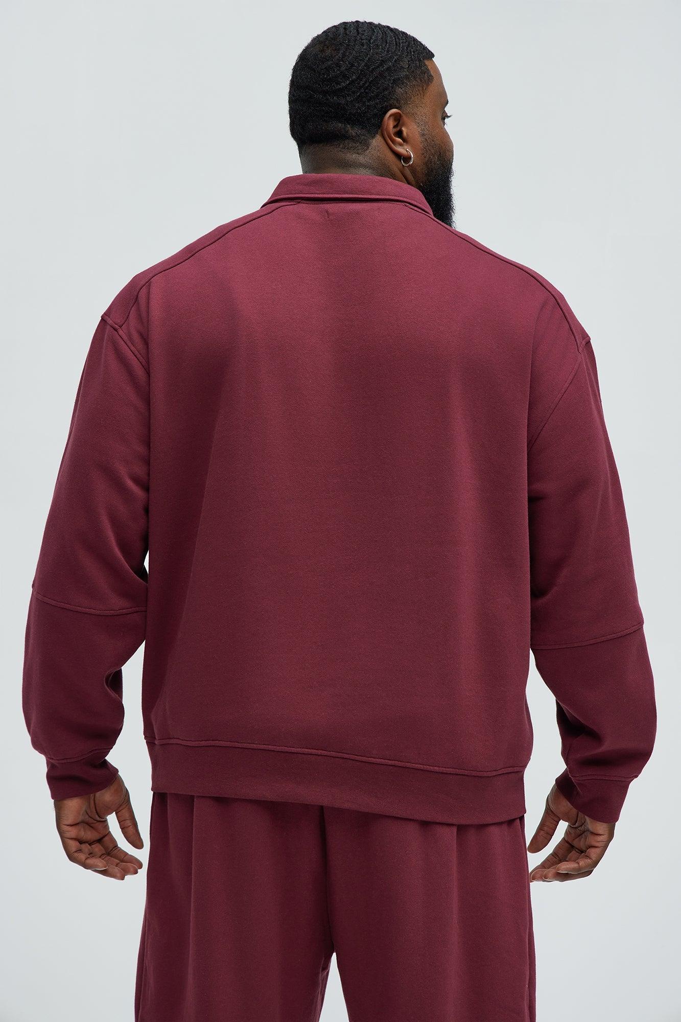 Rodeo Drive LA Collar Sweatshirt - Burgundy Product Image