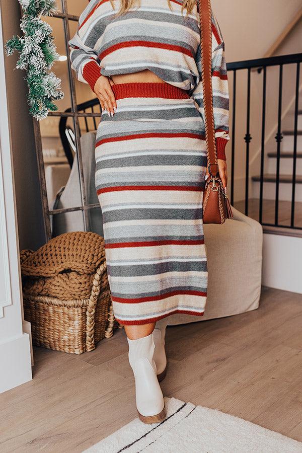 Mulled Wine Stripe Sweater Skirt Curves Product Image