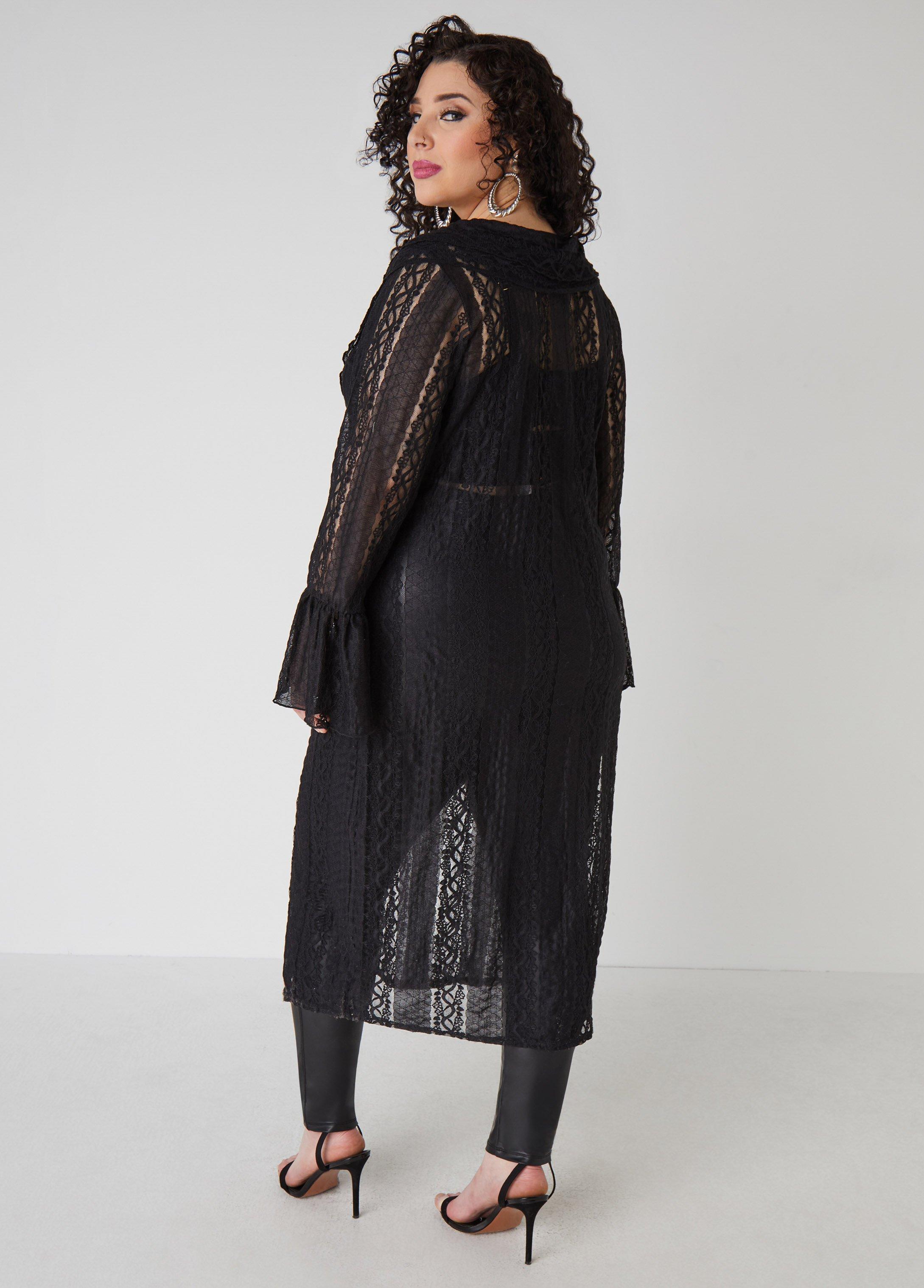 Plus Size Ruffled Lace Duster Ashley Stewart Product Image