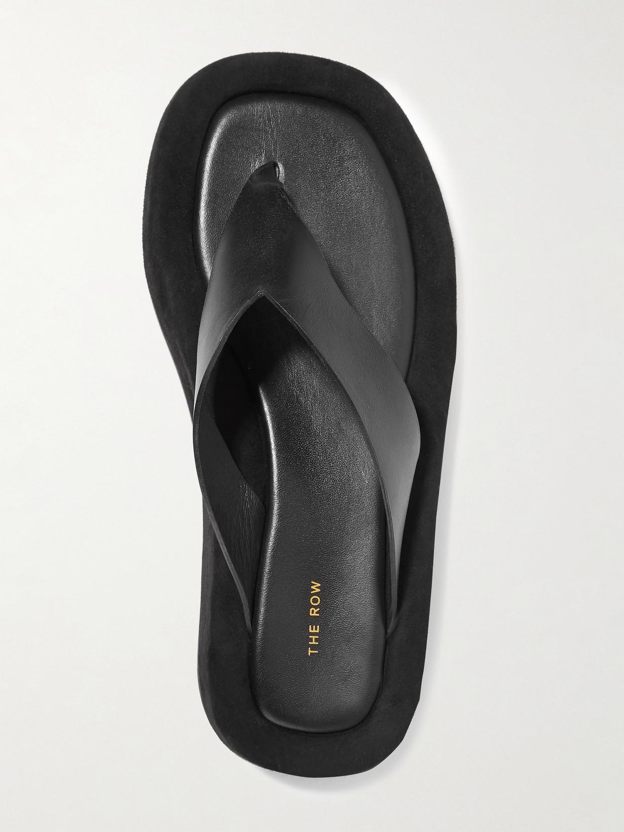 THE ROW Ginza Leather Platform Flip Flops In Black Product Image