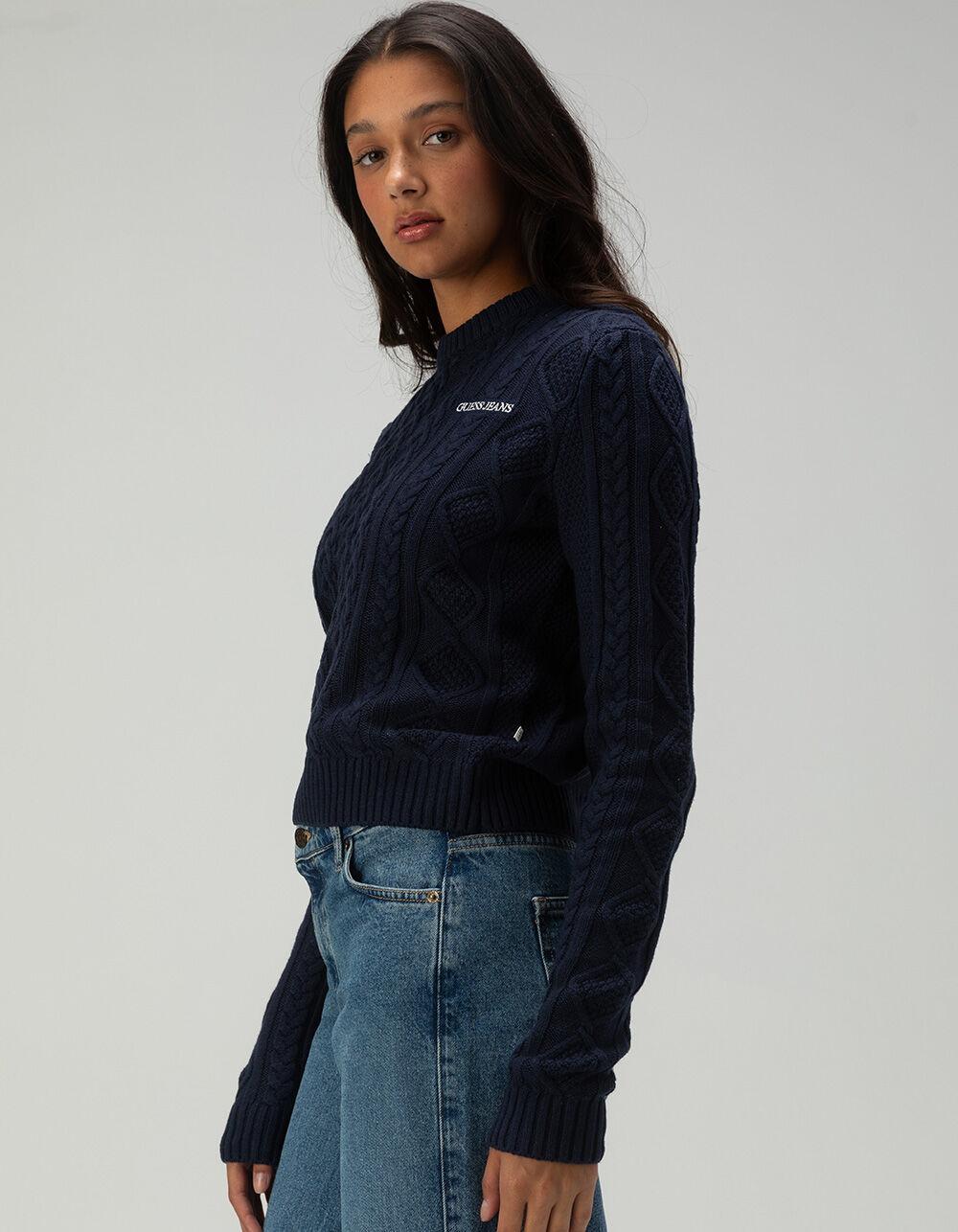GUESS JEANS Cable Knit Womens Sweater - NAVY Product Image