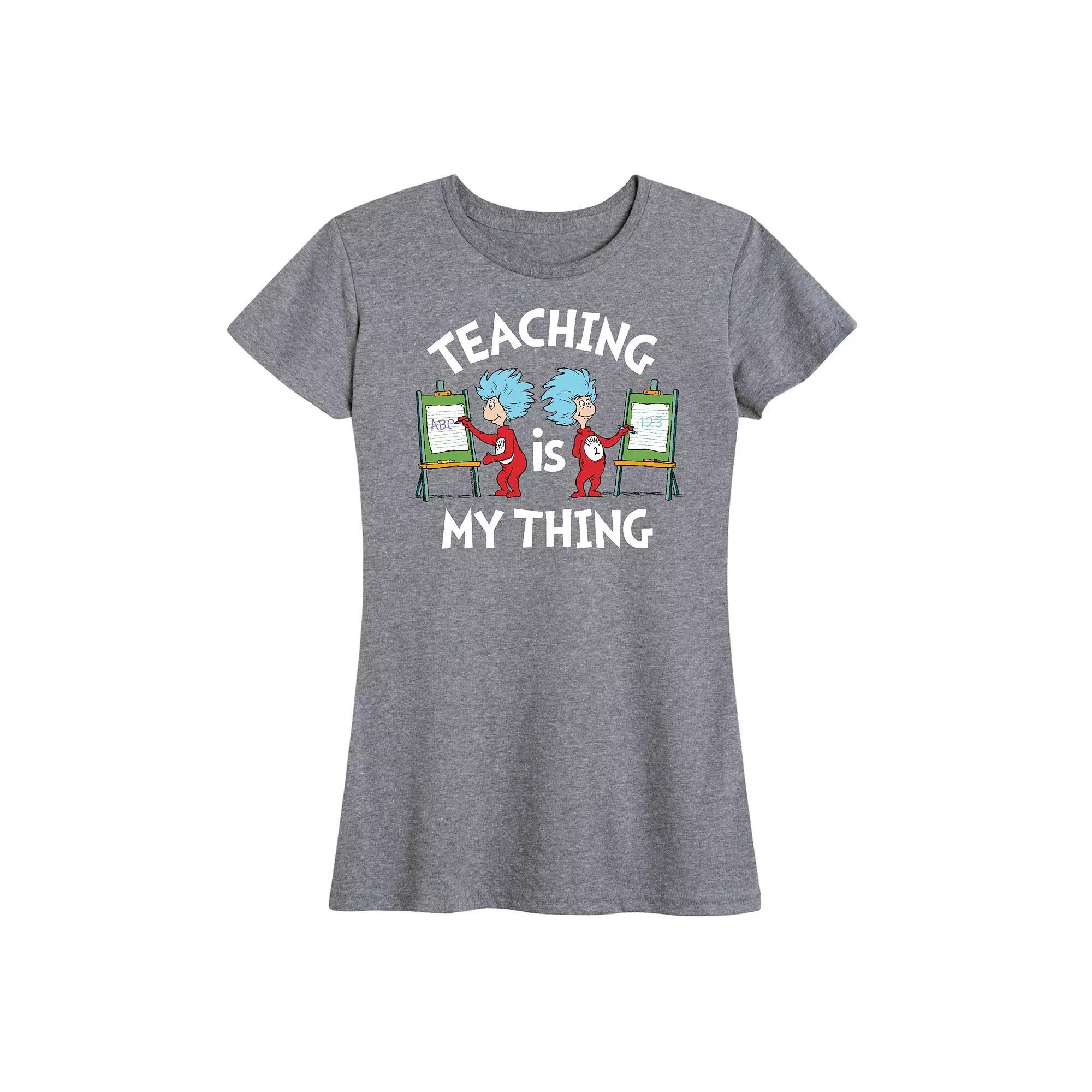 Women's Dr. Seuss Teaching Is My Thing Graphic Tee, Girl's, Size: XXL, Grey Gray Product Image