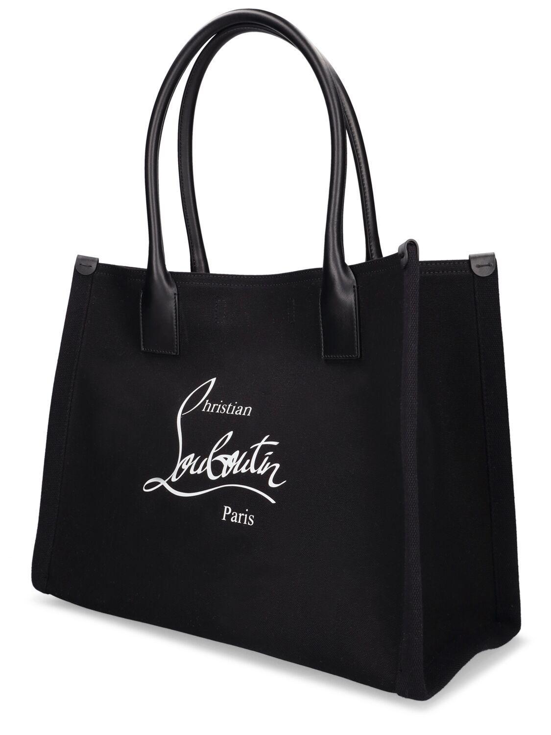 CHRISTIAN LOUBOUTIN Large Nastroloubi Canvas Tote Bag In Black Product Image