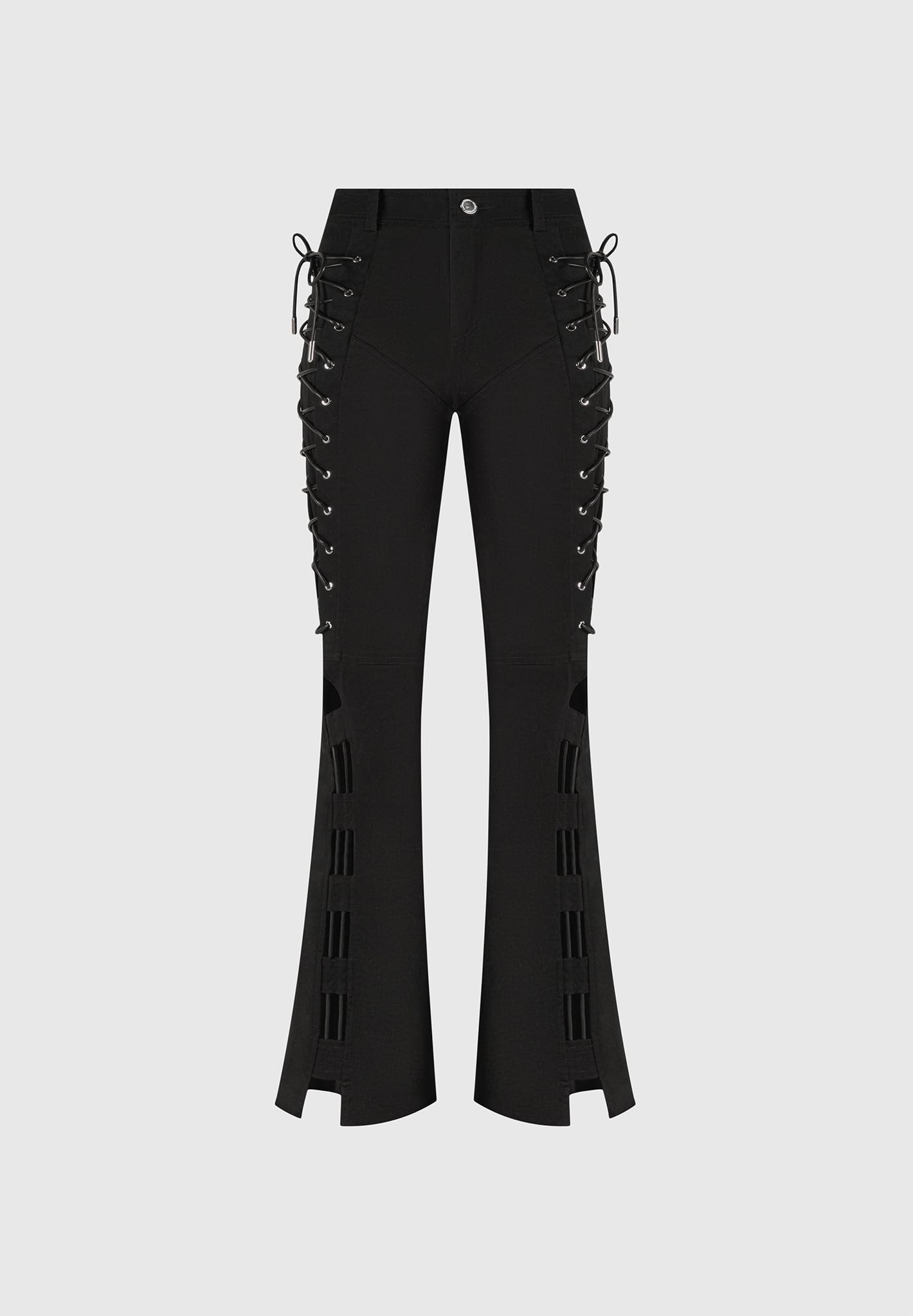 Lace Up Trousers - Black Female Product Image