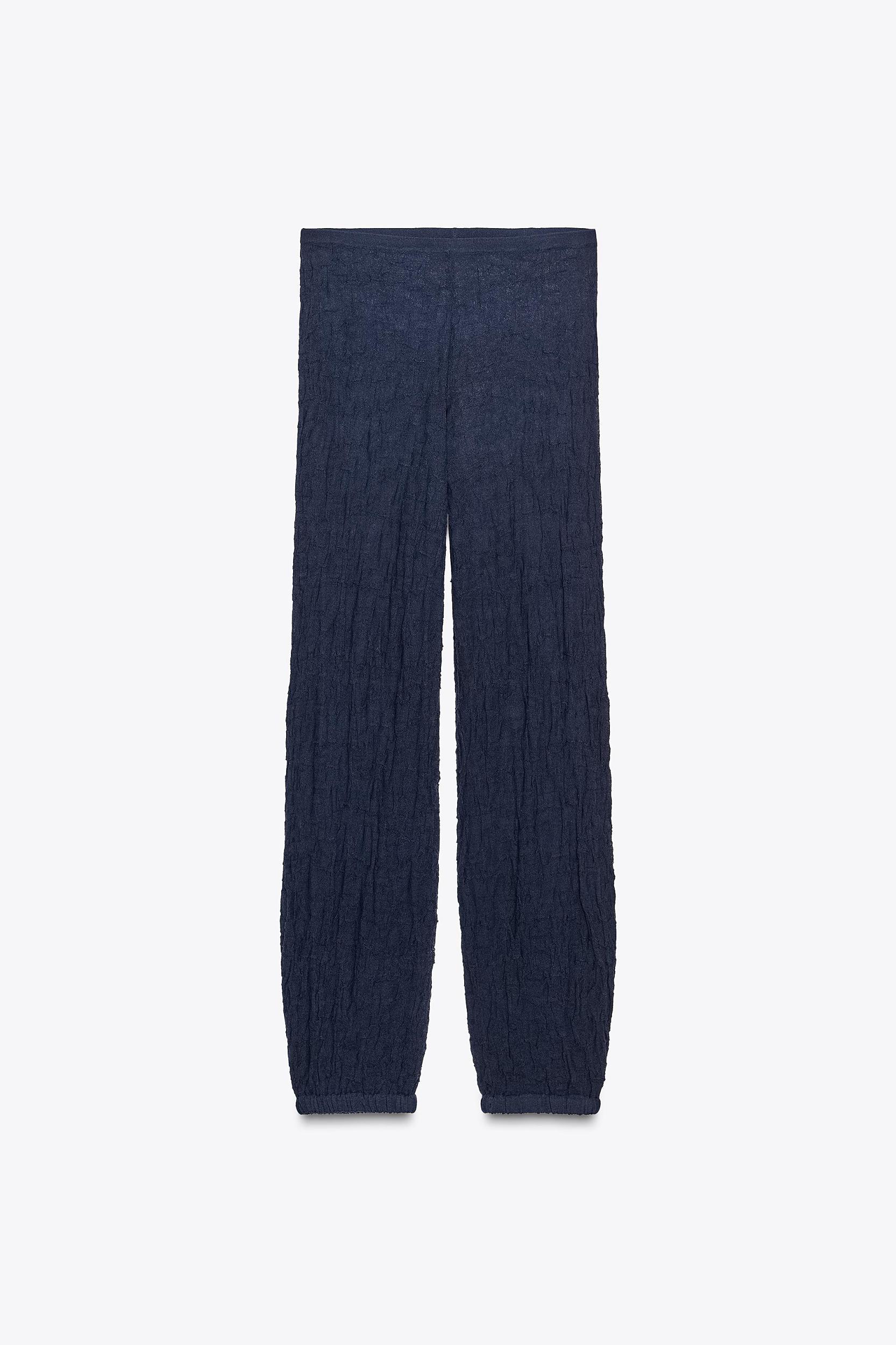 WRINKLE-LOOK FINE KNIT PANTS Product Image