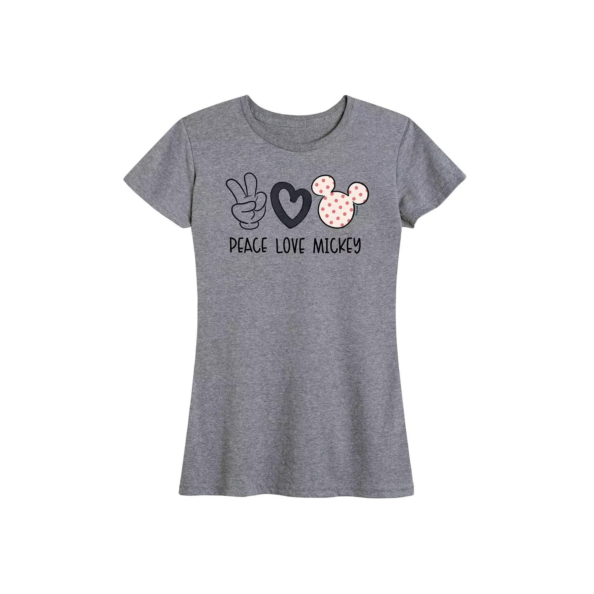 Disney's Mickey Mouse Women's Peace Love Graphic Tee, Size: Medium, Grey Gray Product Image