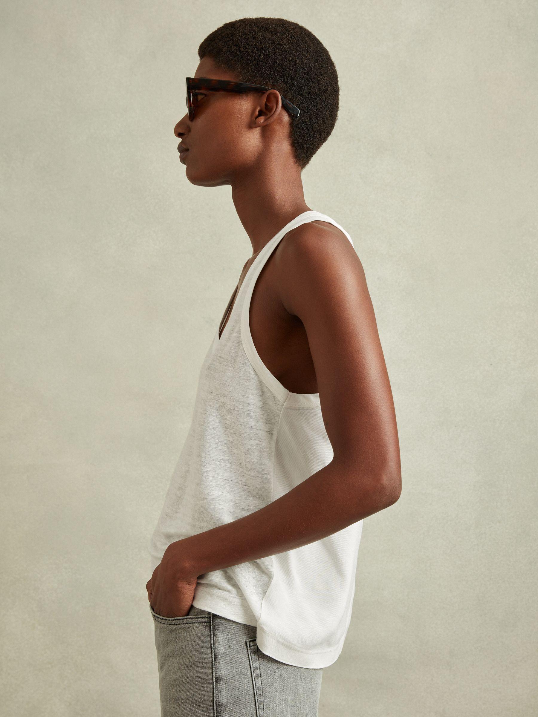 Scoop Neck Vest in White Product Image