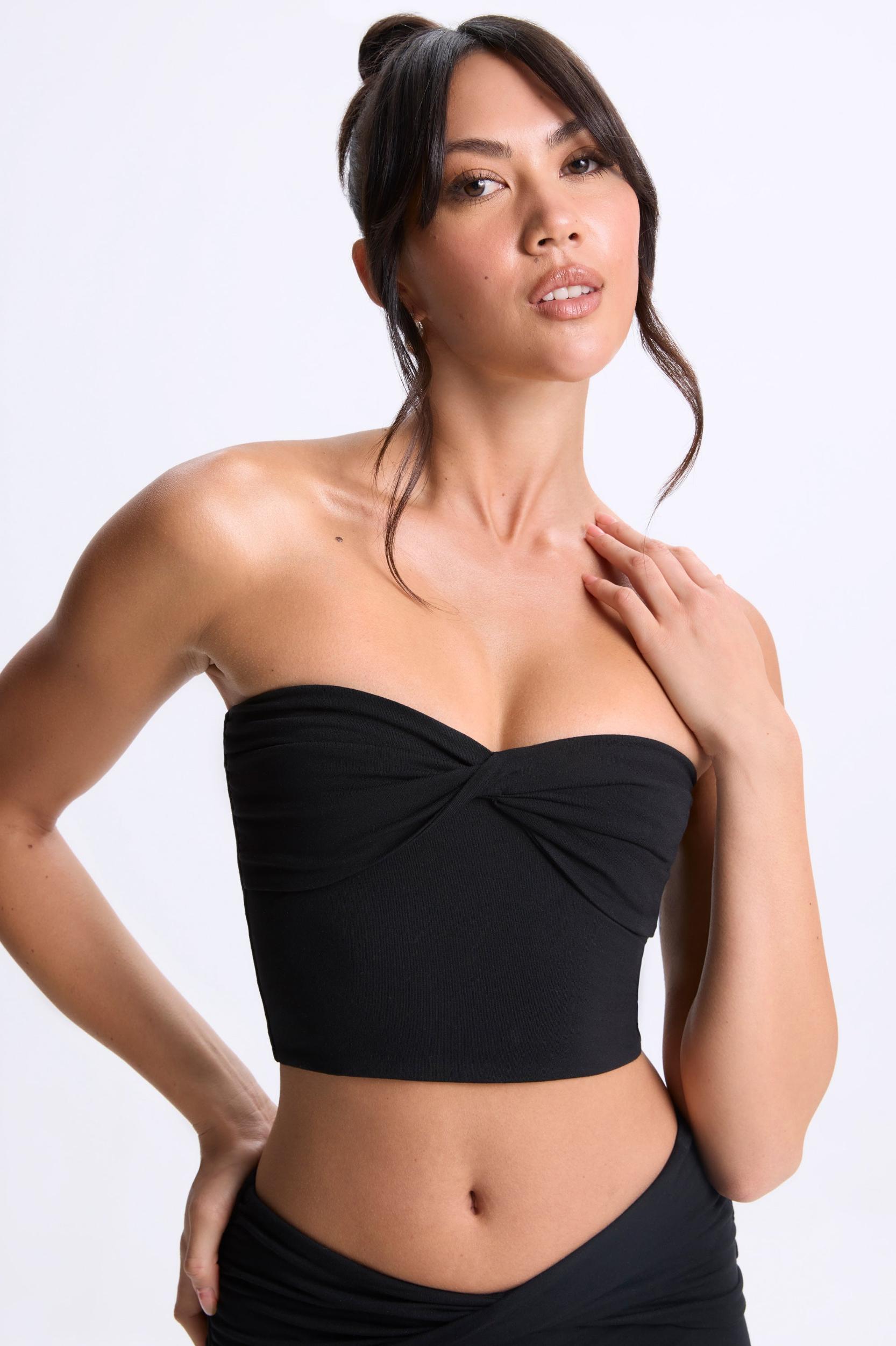 Twist-Front Bandeau Top in Black Product Image