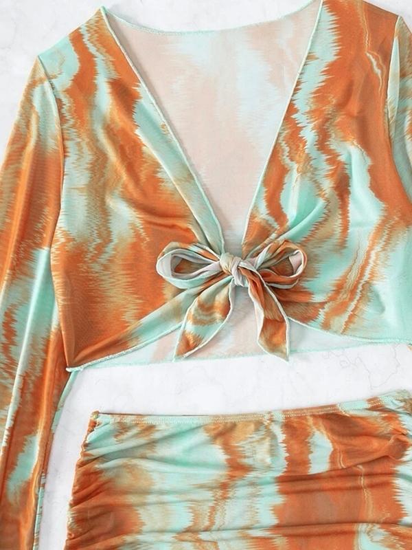 Tie Dye Print Three-piece Swimsuits Product Image