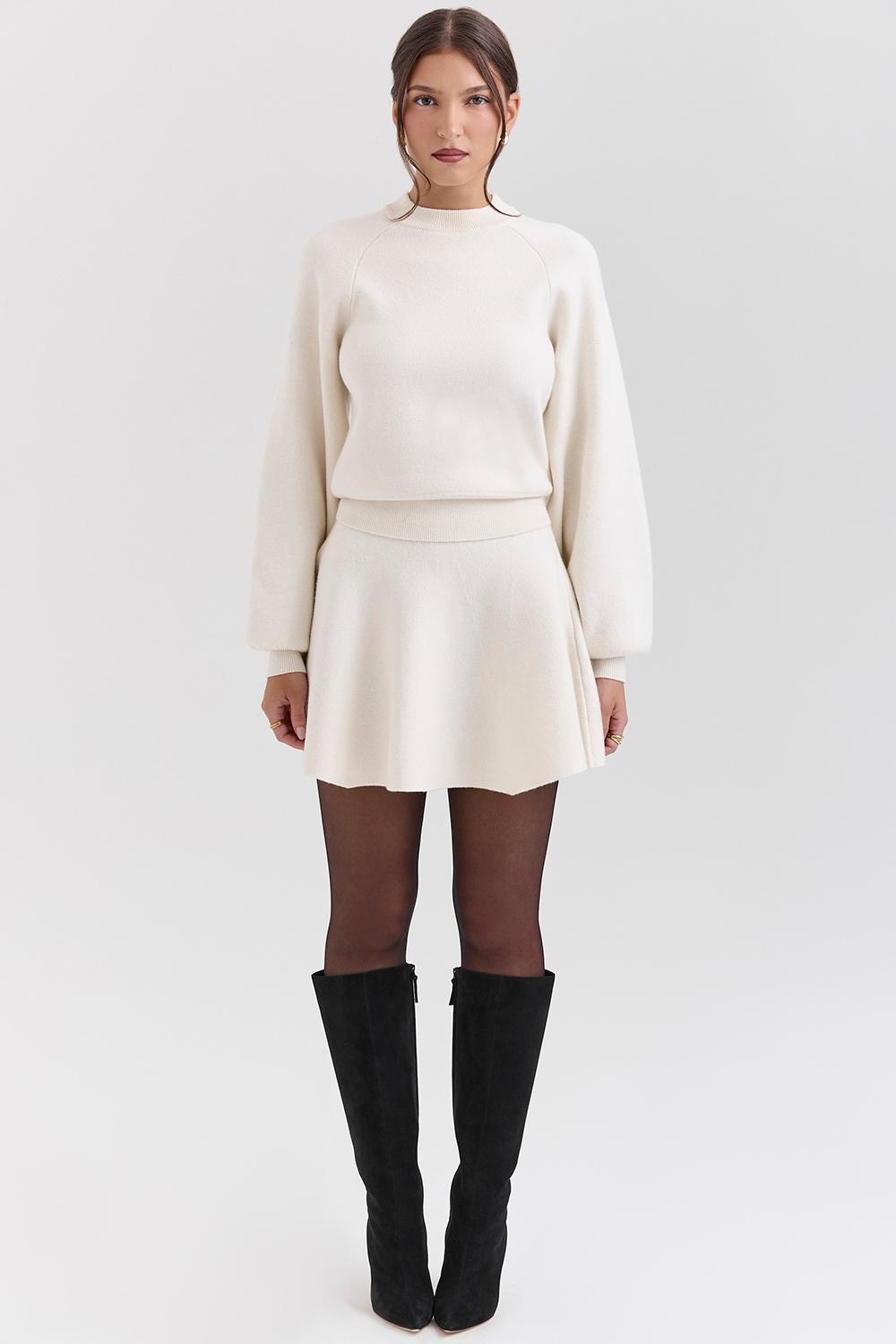 Cressida Cream Wool Cashmere Heavy Knit Sweater Product Image