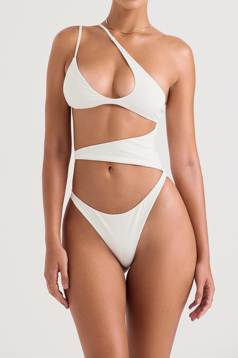 Lafayette Ivory Asymmetric Cutout Swimsuit Product Image