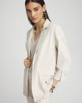 Linen Blend Stretch Stripe Blazer Product Image