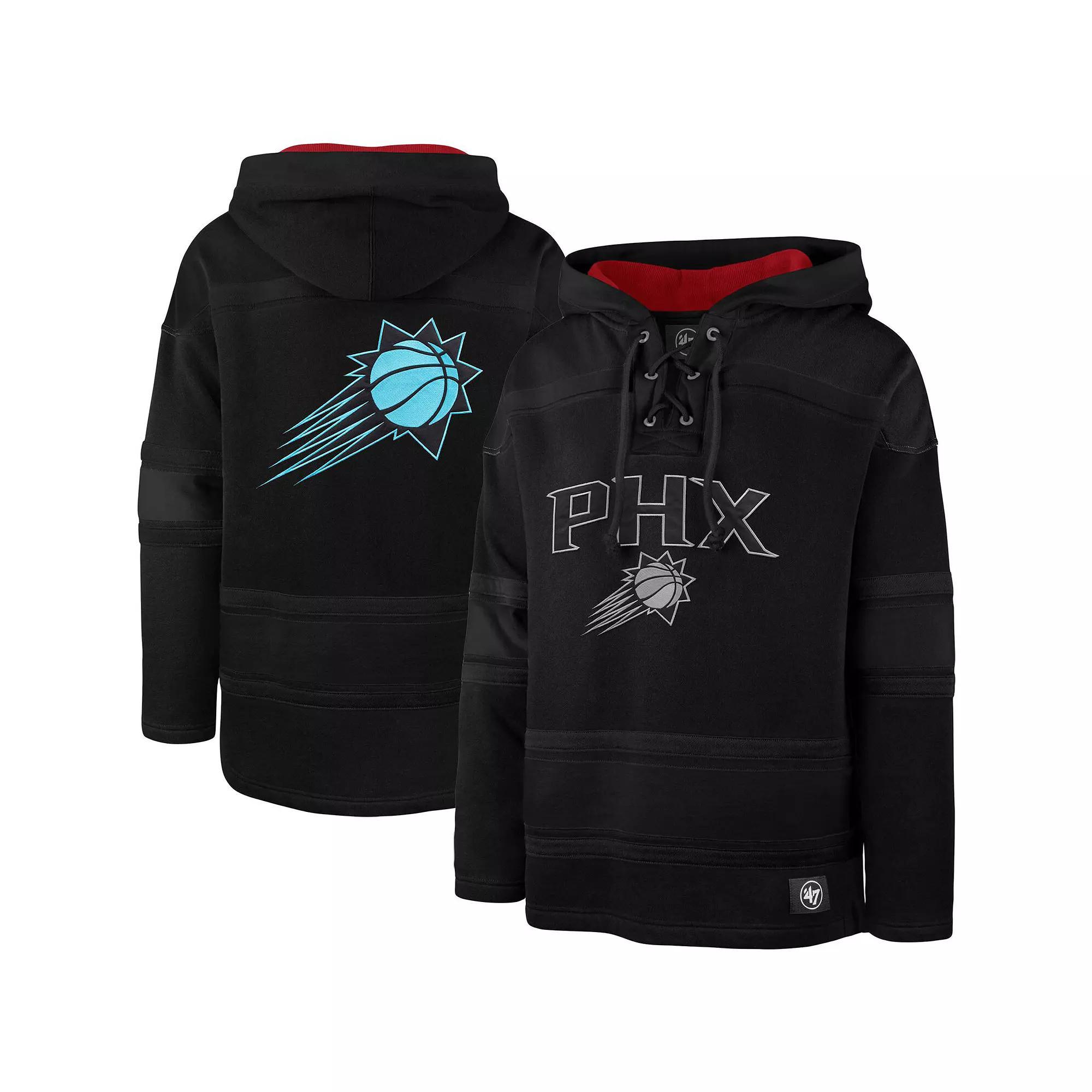 Men's '47 Black Phoenix Suns 2022/23 Pregame MVP Lacer Pullover Hoodie - City Edition, Size: Small, Phx Black Product Image