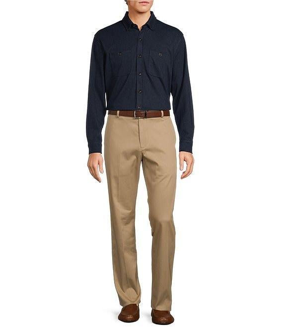 Roundtree & Yorke Long Sleeve Button Down Collar Solid Knit Button Front Shirt Product Image