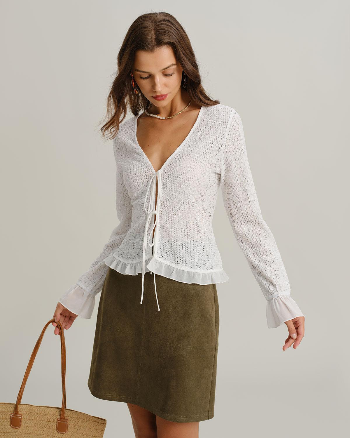 Green Suede Straight Mini Skirt Product Image