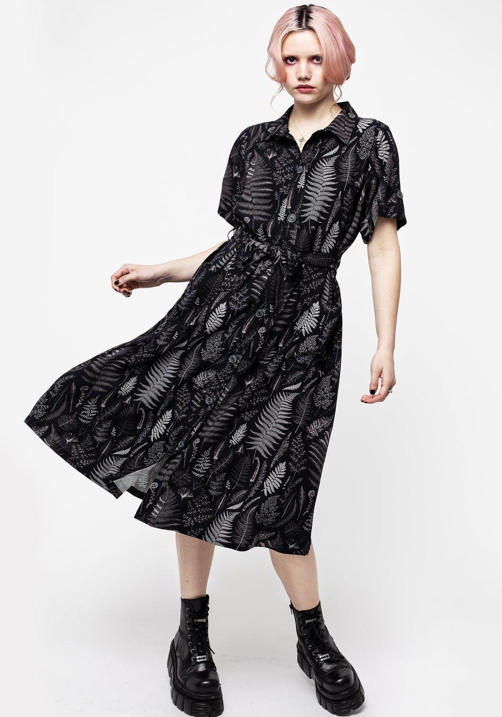 Maidenhair Midi Short Sleeve Shirt Dress Product Image