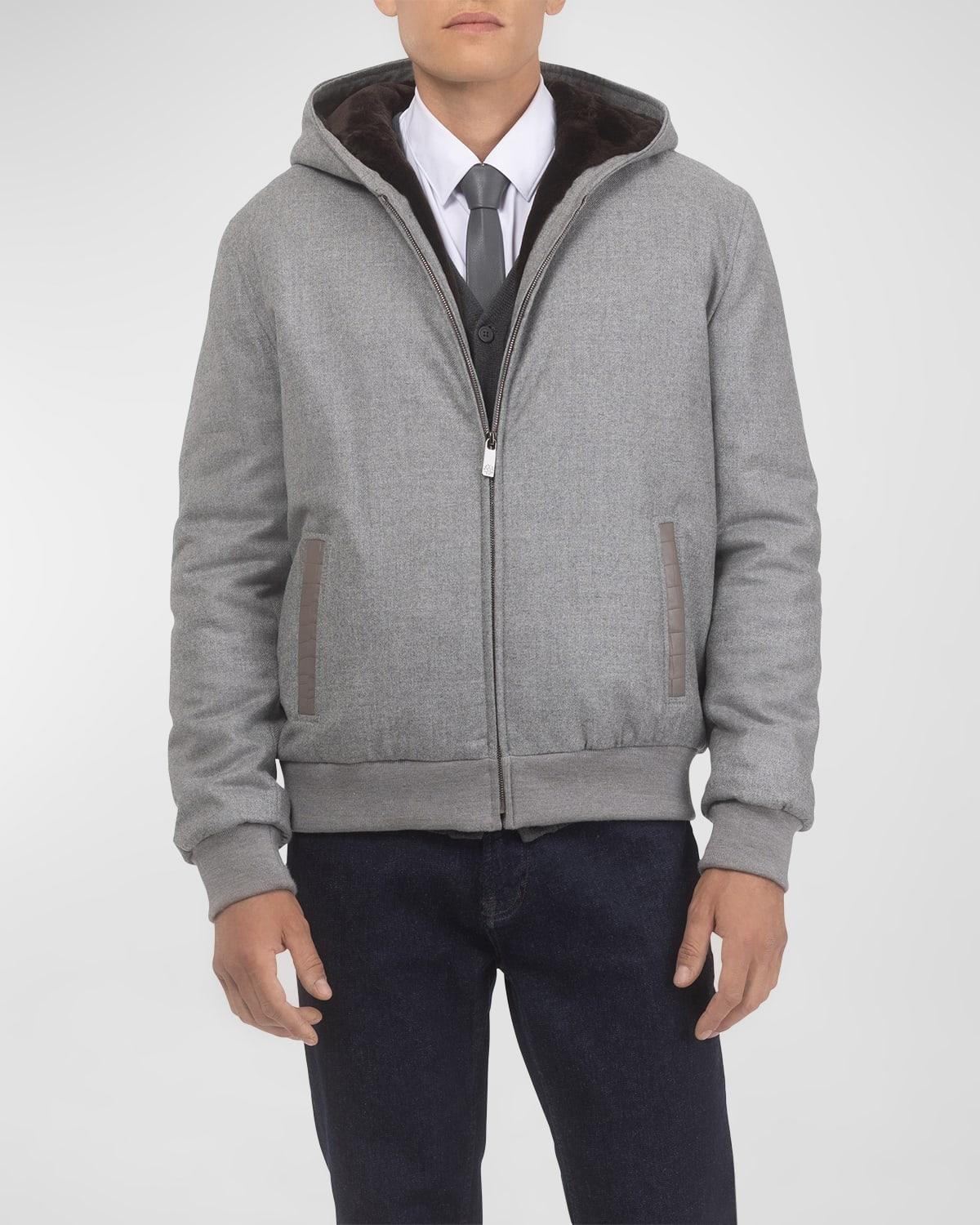 Mens Wool and Cashmere Jacket with Select Shearling Lamb Lining Product Image