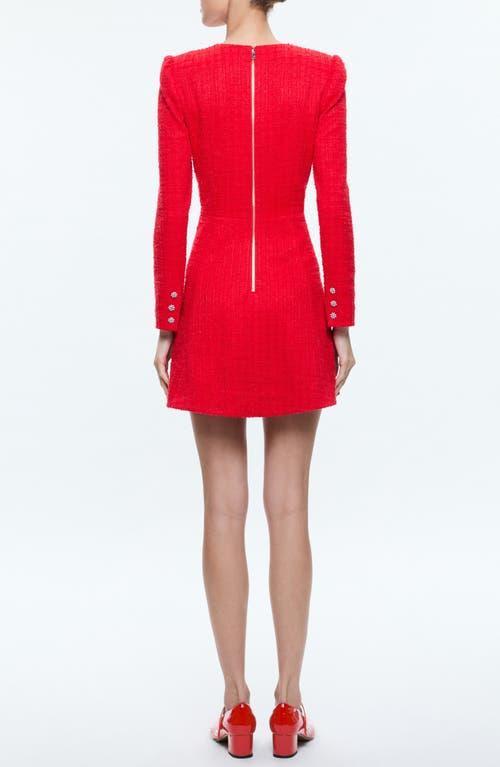 ALICE AND OLIVIA Shiloh Long Sleeve Button Front Mini Dress In Bright Ruby Product Image