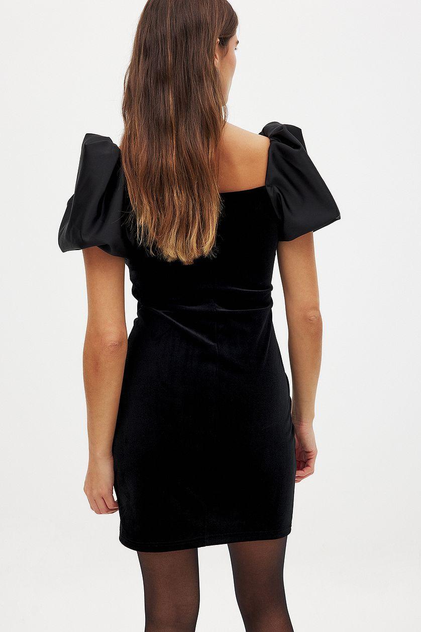 Puff Sleeve Velvet Mini Dress Product Image